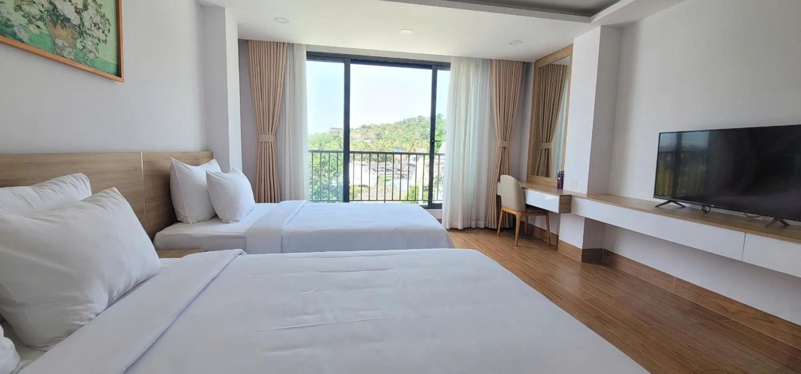View (from property/room), Bed in Rosetta Hotel Phu Quoc