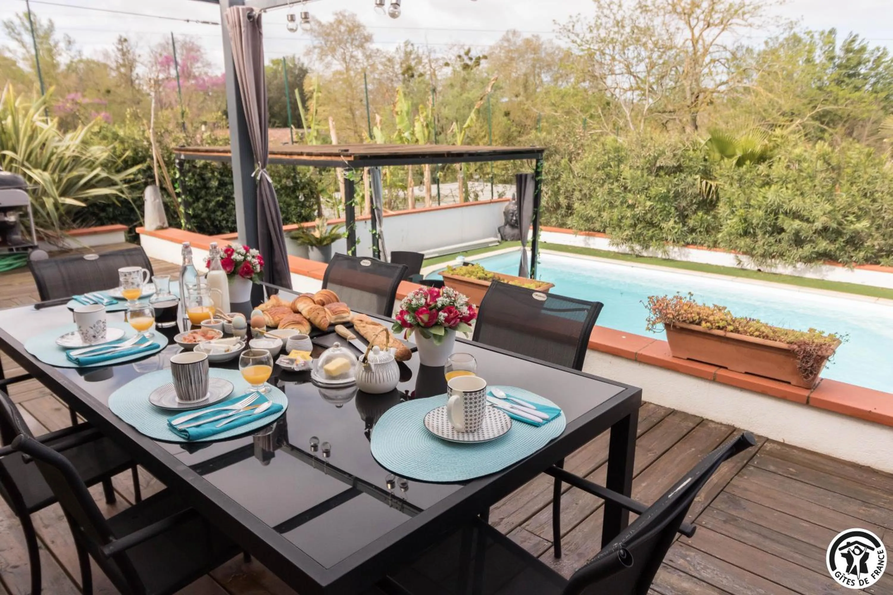 Pool view in La maison d'Hôtes Du Moulin