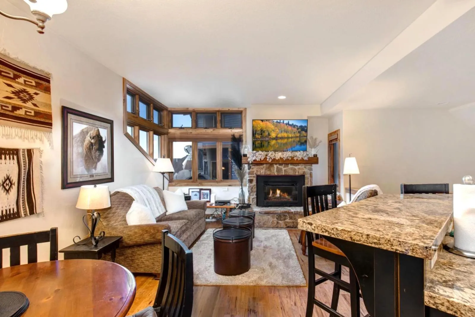 Living room in KBM Resorts FREE CAR Walk to Main St Private Hot Tub POA-504B