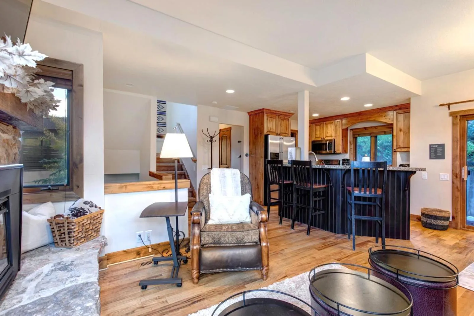 Living room in KBM Resorts FREE CAR Walk to Main St Private Hot Tub POA-504B