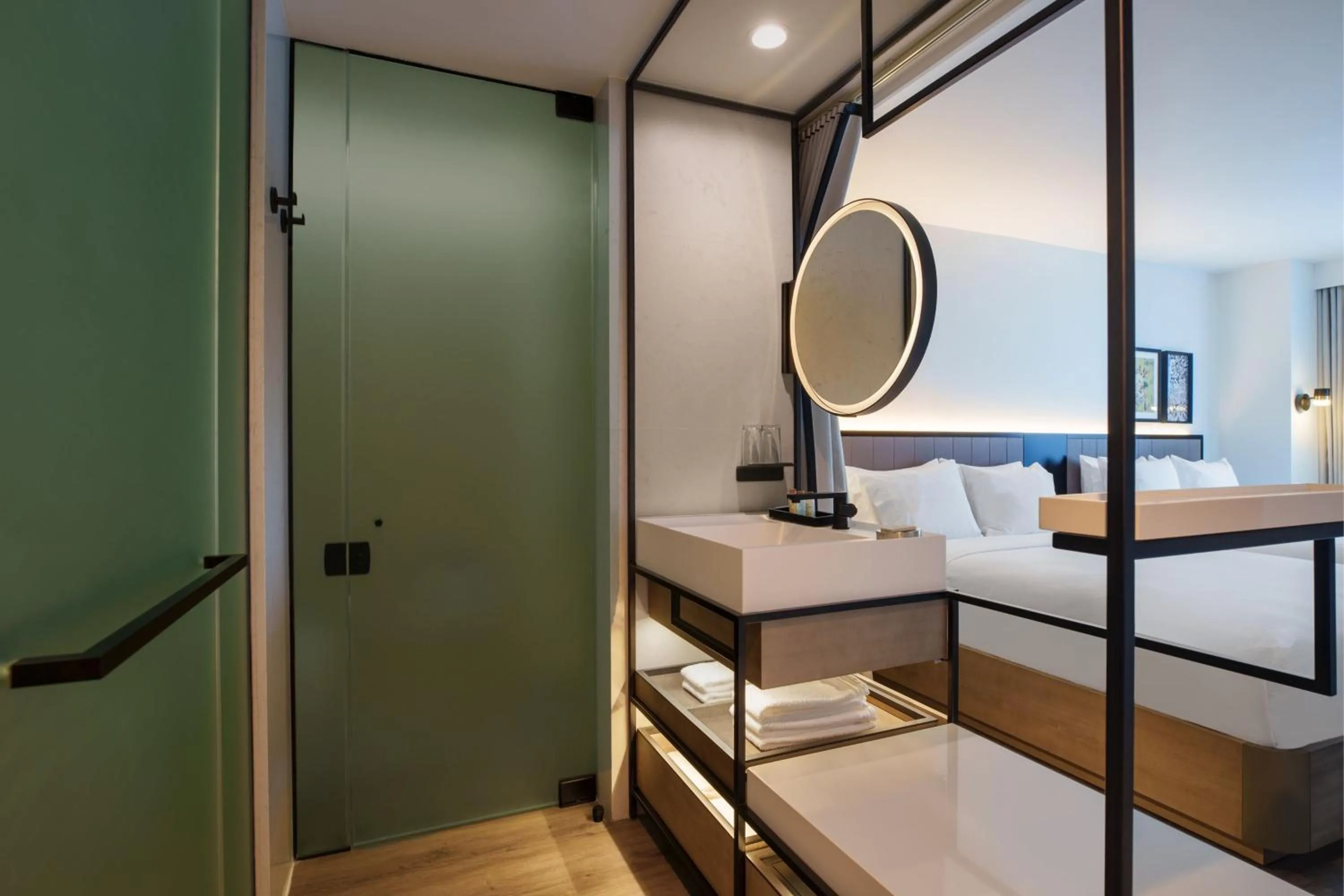 Bathroom, Bed in Renaissance New York Flushing Hotel at Tangram