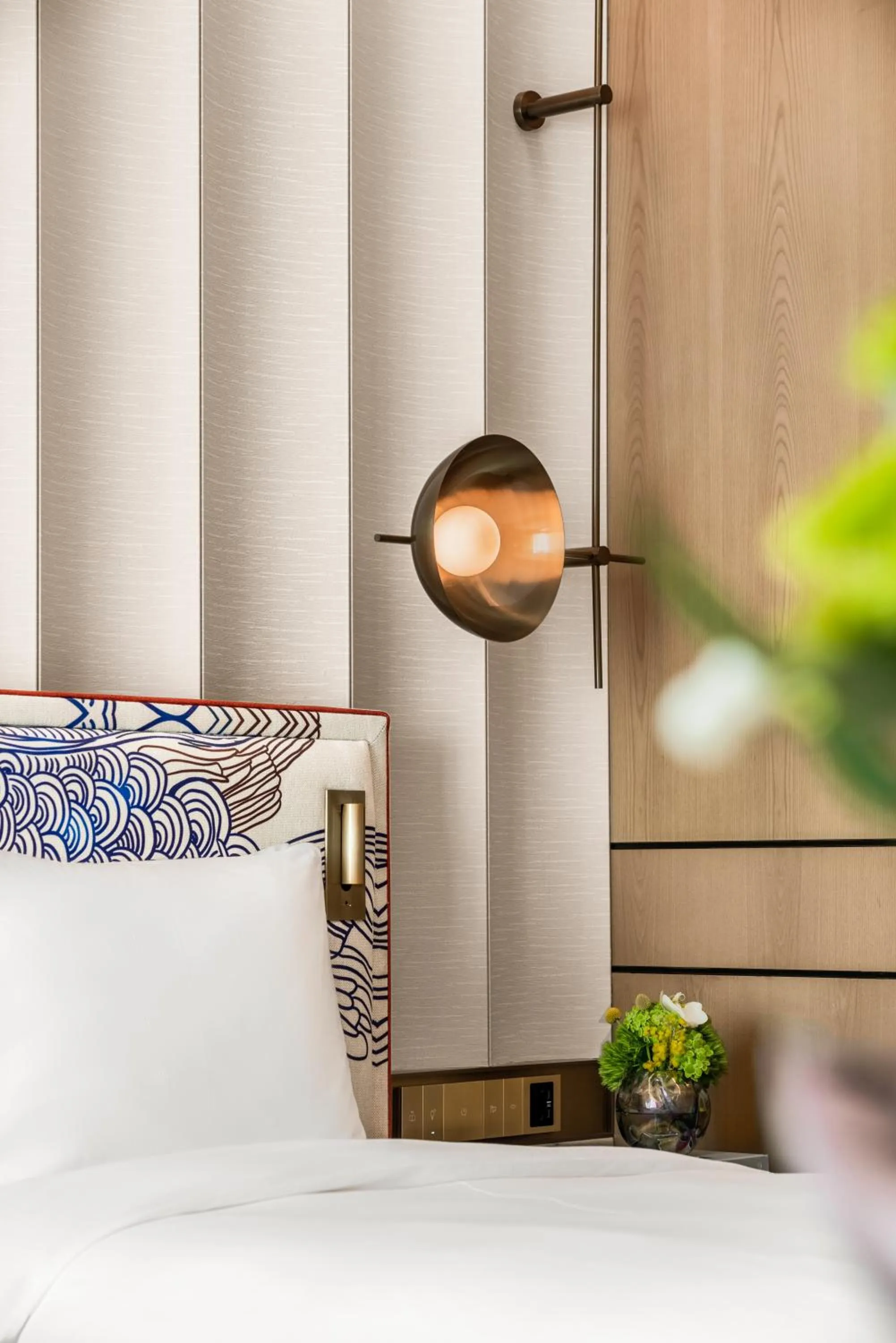 Decorative detail, Bed in Hotel Indigo Xiamen Haicang by IHG