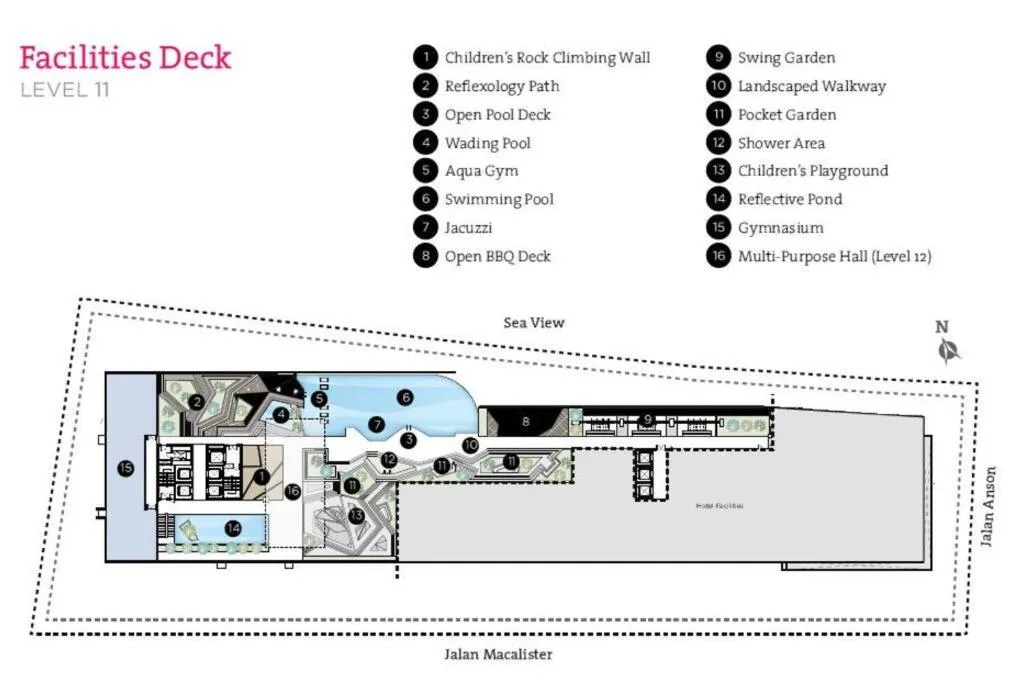 Floor plan in Tropicana 218 Macalister Sea & City View by stayCATion Homestay