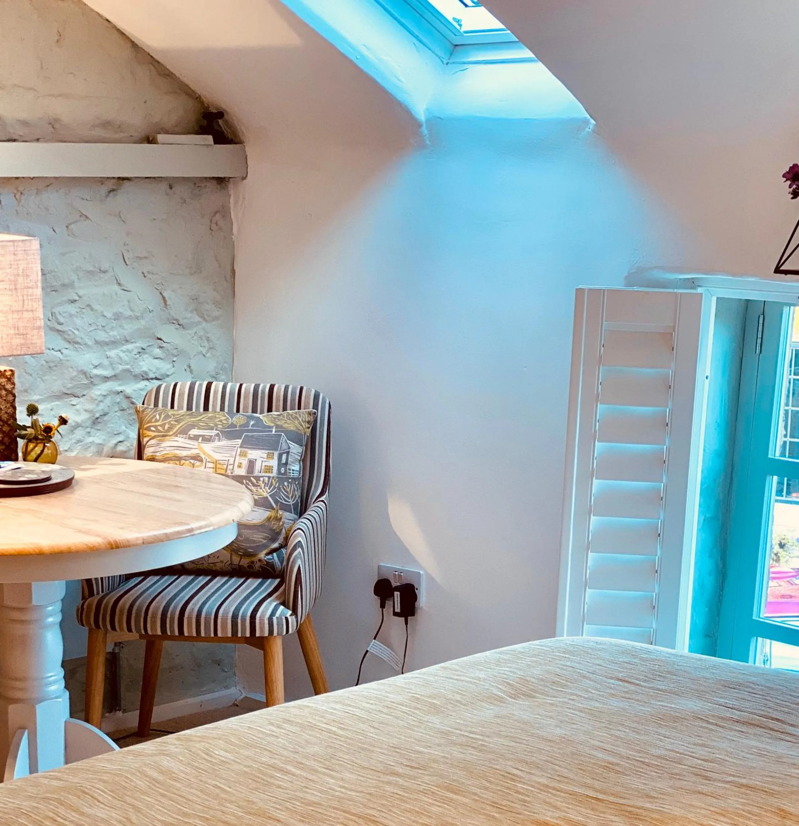 Seating area, Bed in The Loft in the Malt Barn Chipping Campden