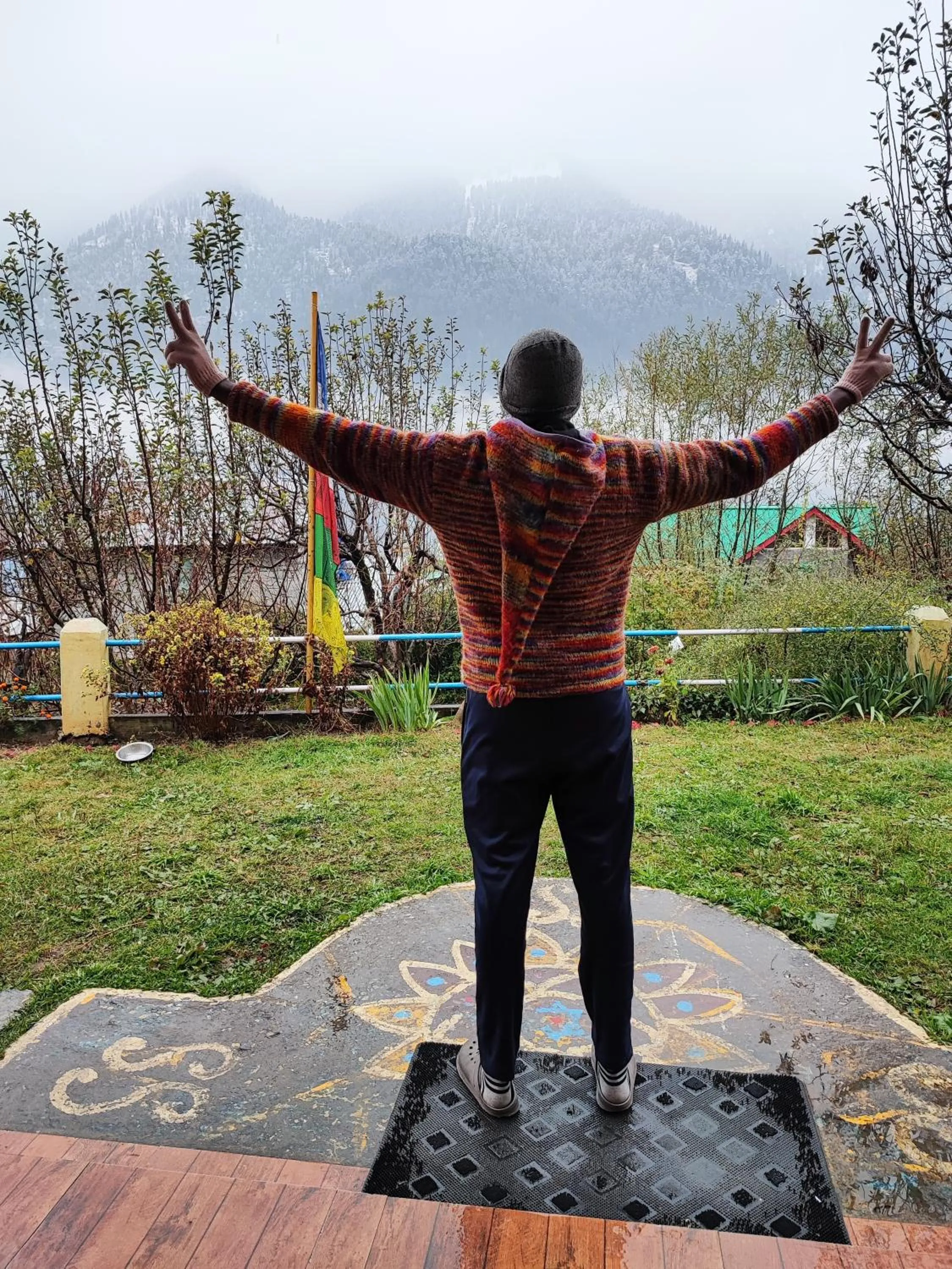 Garden in indian backpackers hostel