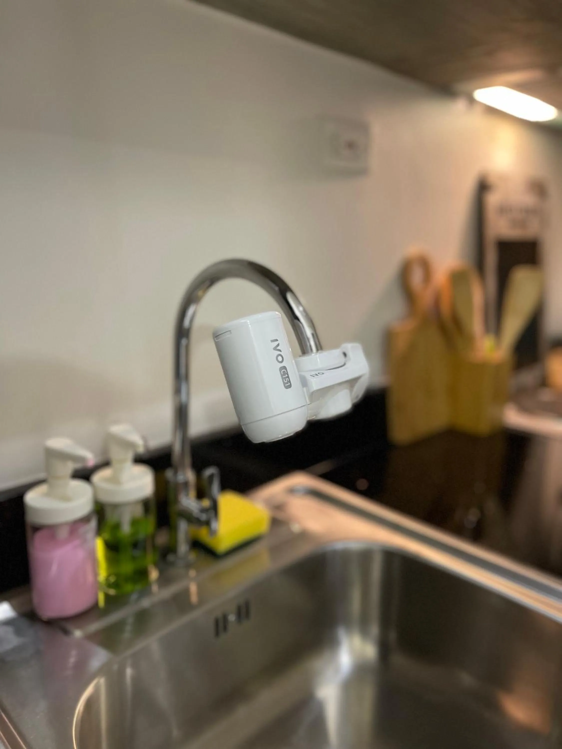 Kitchen or kitchenette in 1BR Suite near Megamall, Boni & Shaw MRT Station