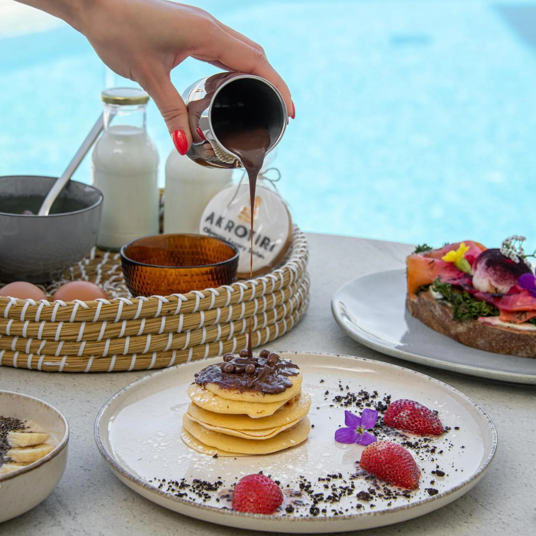 Swimming pool in Akrotiri Olympus Luxury Suites - Adults Only