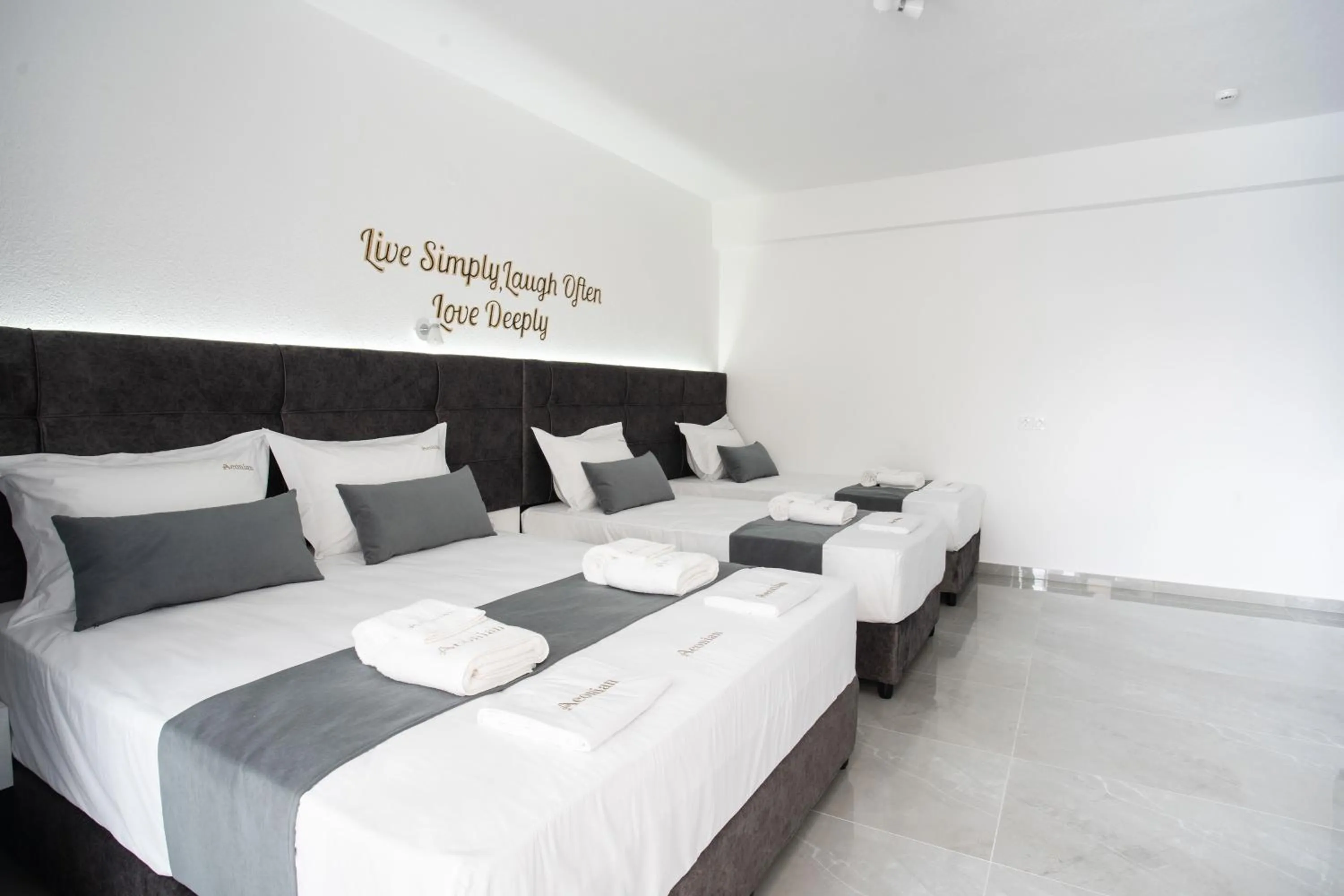 Bed in Aeonian Luxury Suites Asprovalta, Adults Only & Kids 12 Plus
