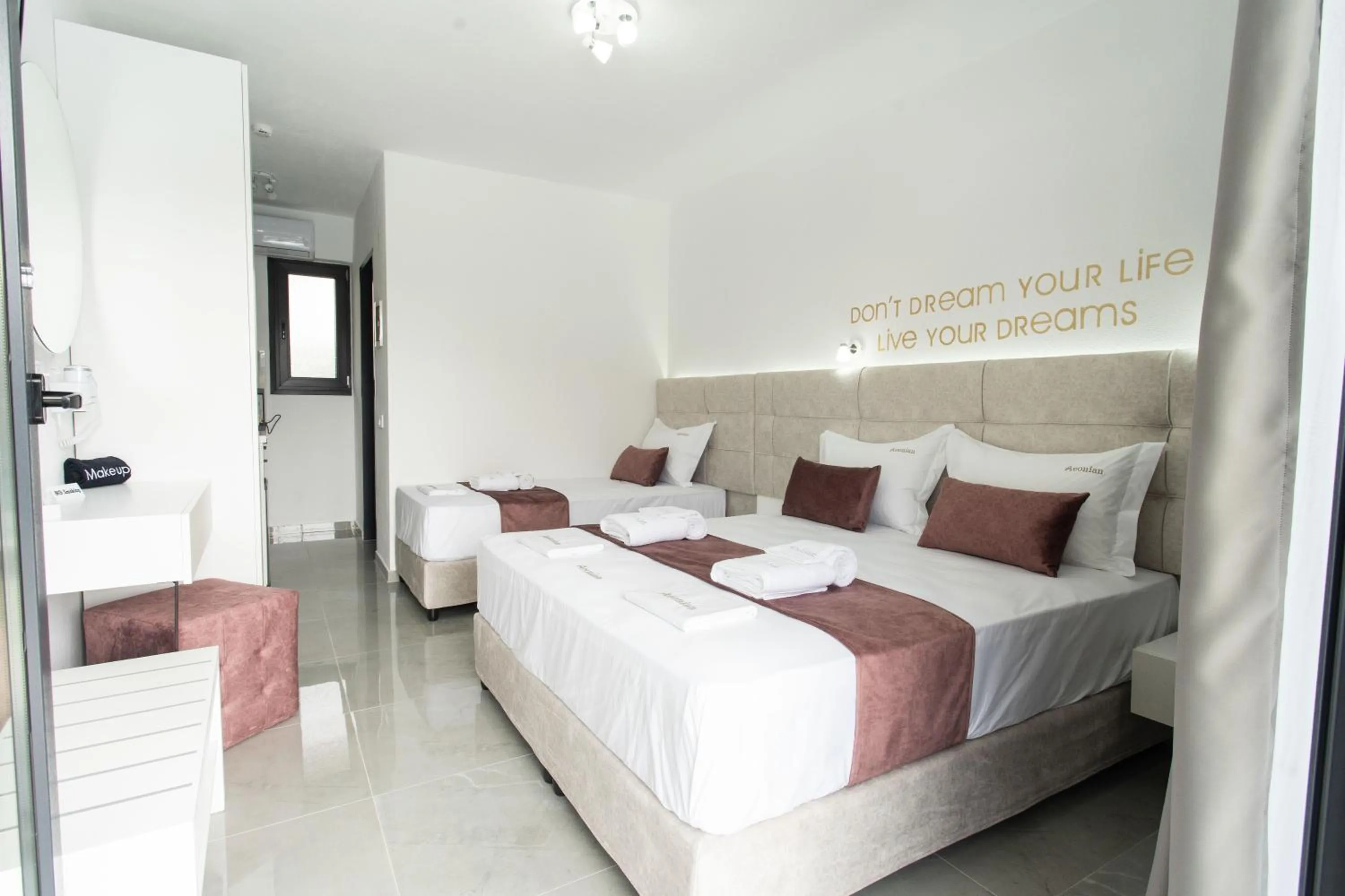 Bed in Aeonian Luxury Suites Asprovalta, Adults Only & Kids 12 Plus