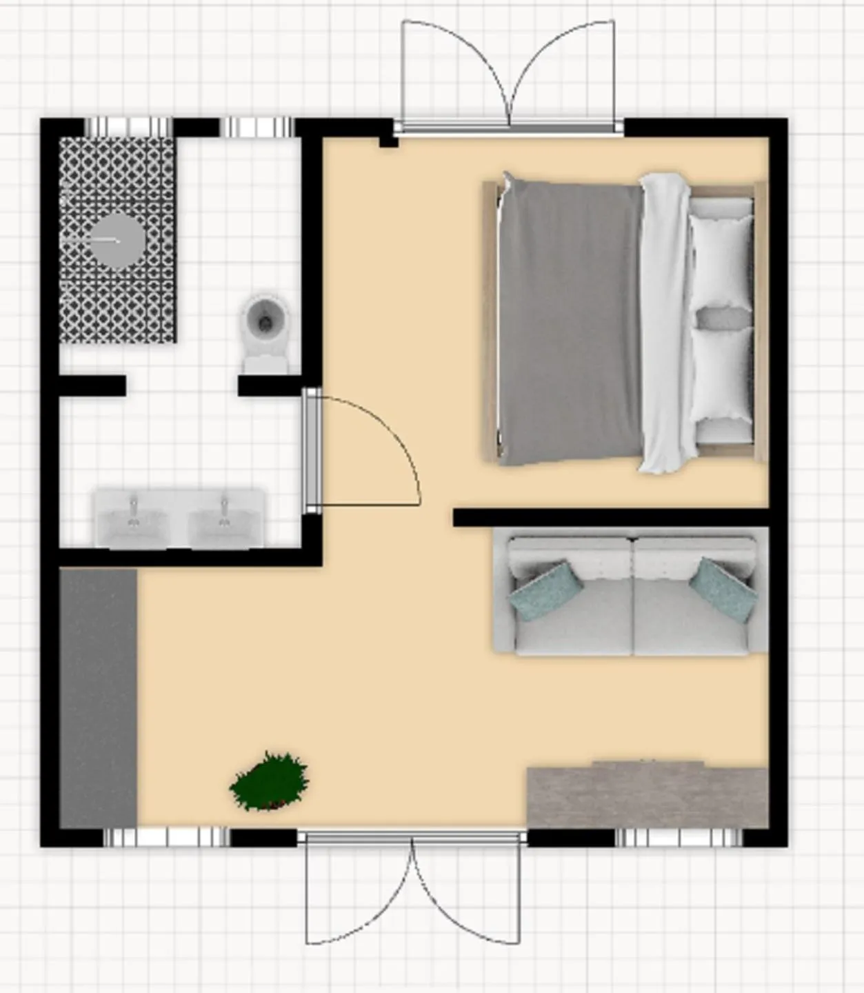 Floor plan, Bed in La Connexion, Gay Men Only