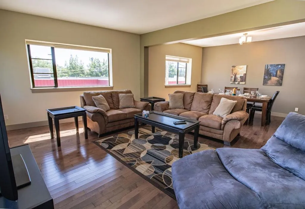 Seating area in Selkirk Snug by Revelstoke Vacations