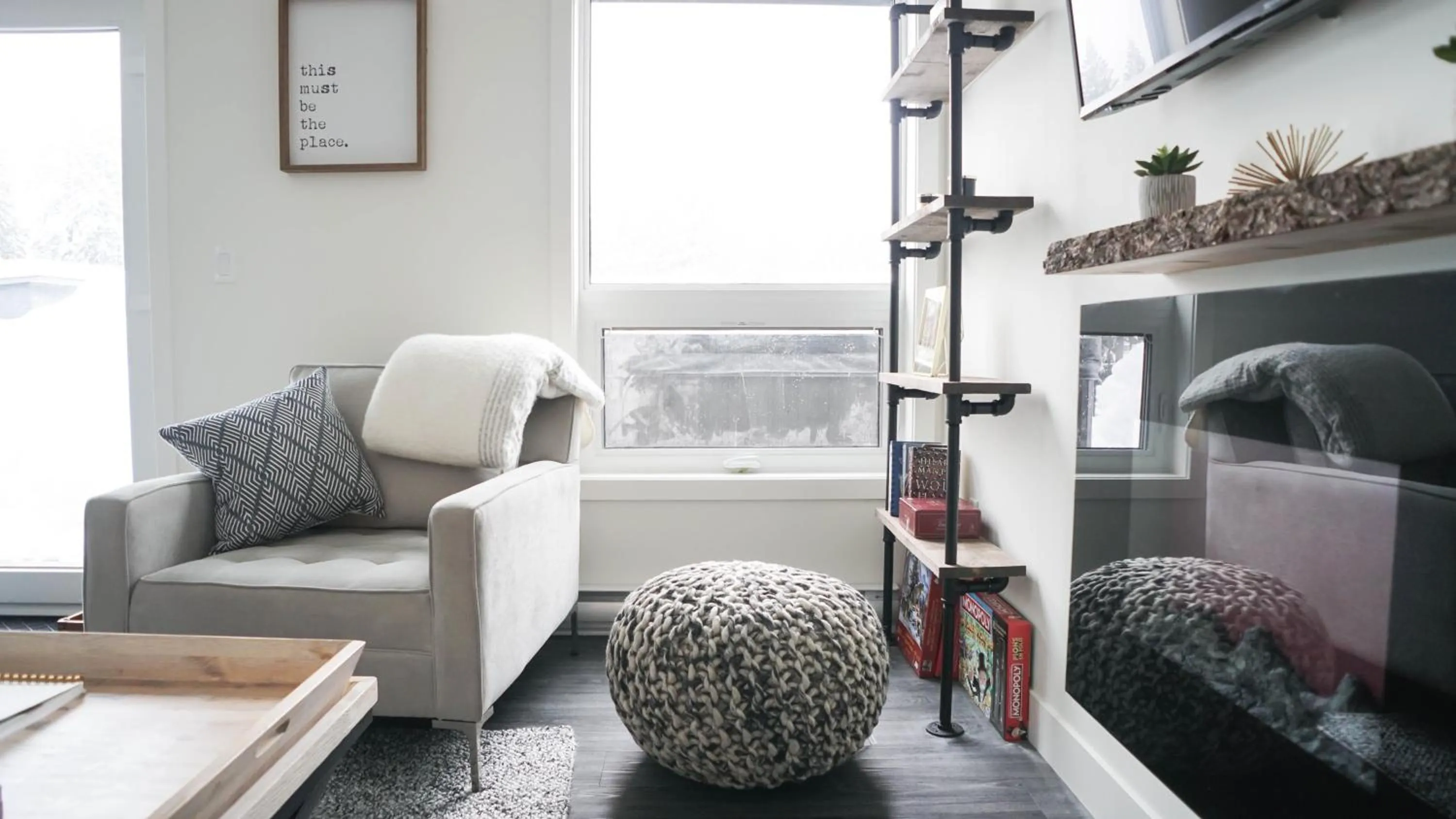 Seating area in The Revy Den by Revelstoke Vacations