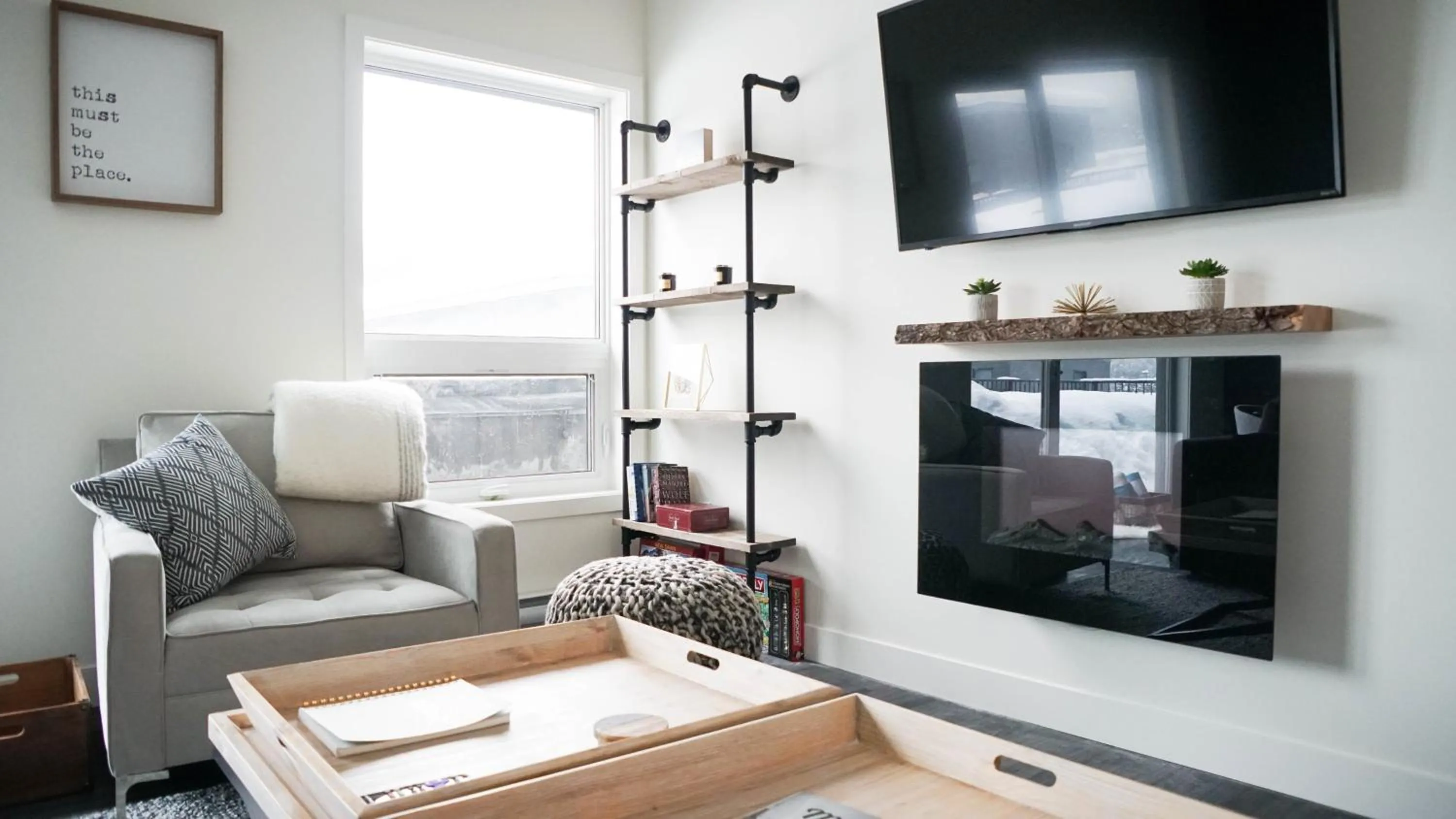 Seating area in The Revy Den by Revelstoke Vacations
