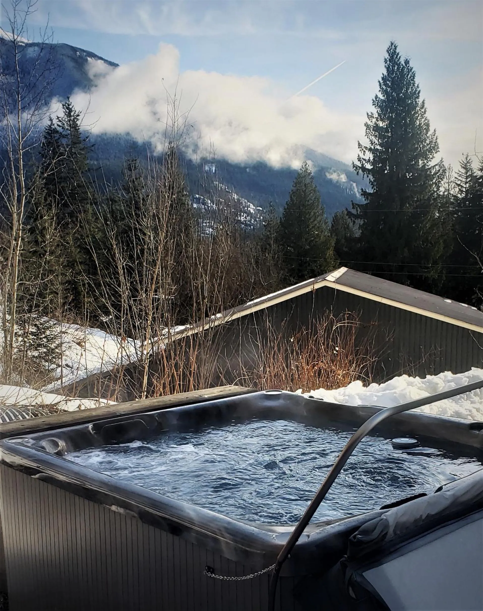 Hot Tub in Stoke Cabin by Revelstoke Vacations