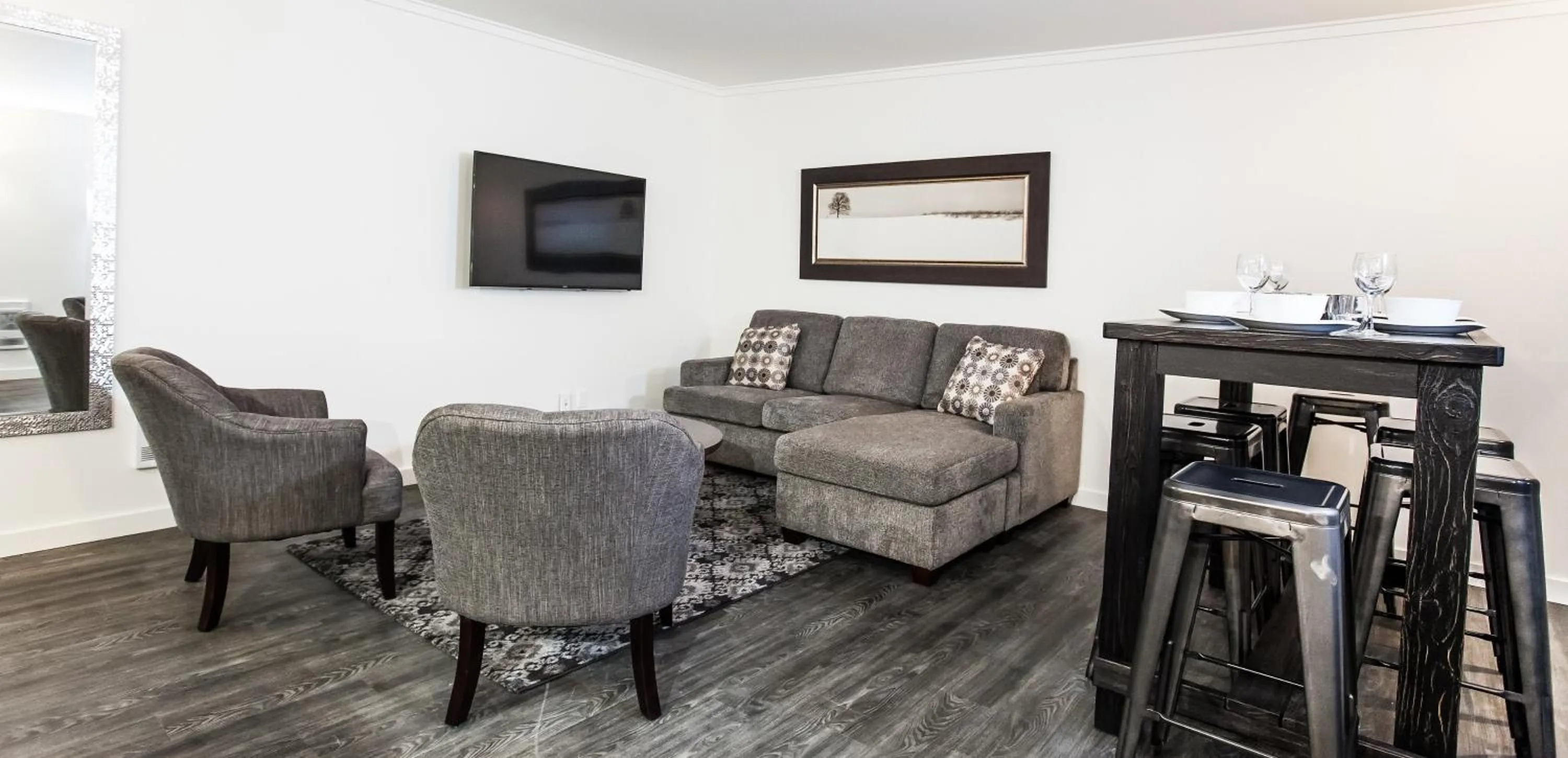 Living room in Novlan Suite by Revelstoke Vacations
