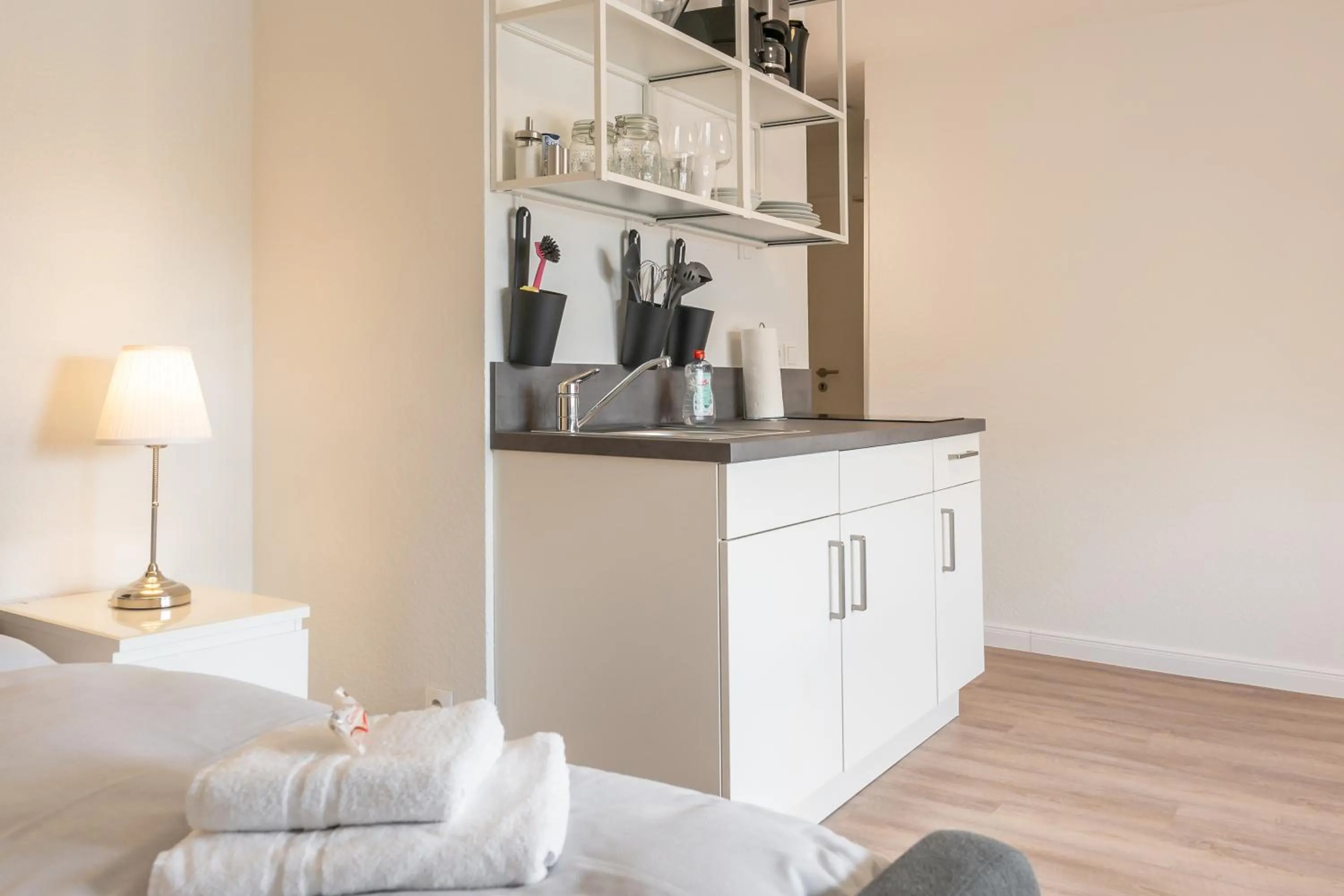 Kitchen or kitchenette, Bed in Landschaftliches Haus