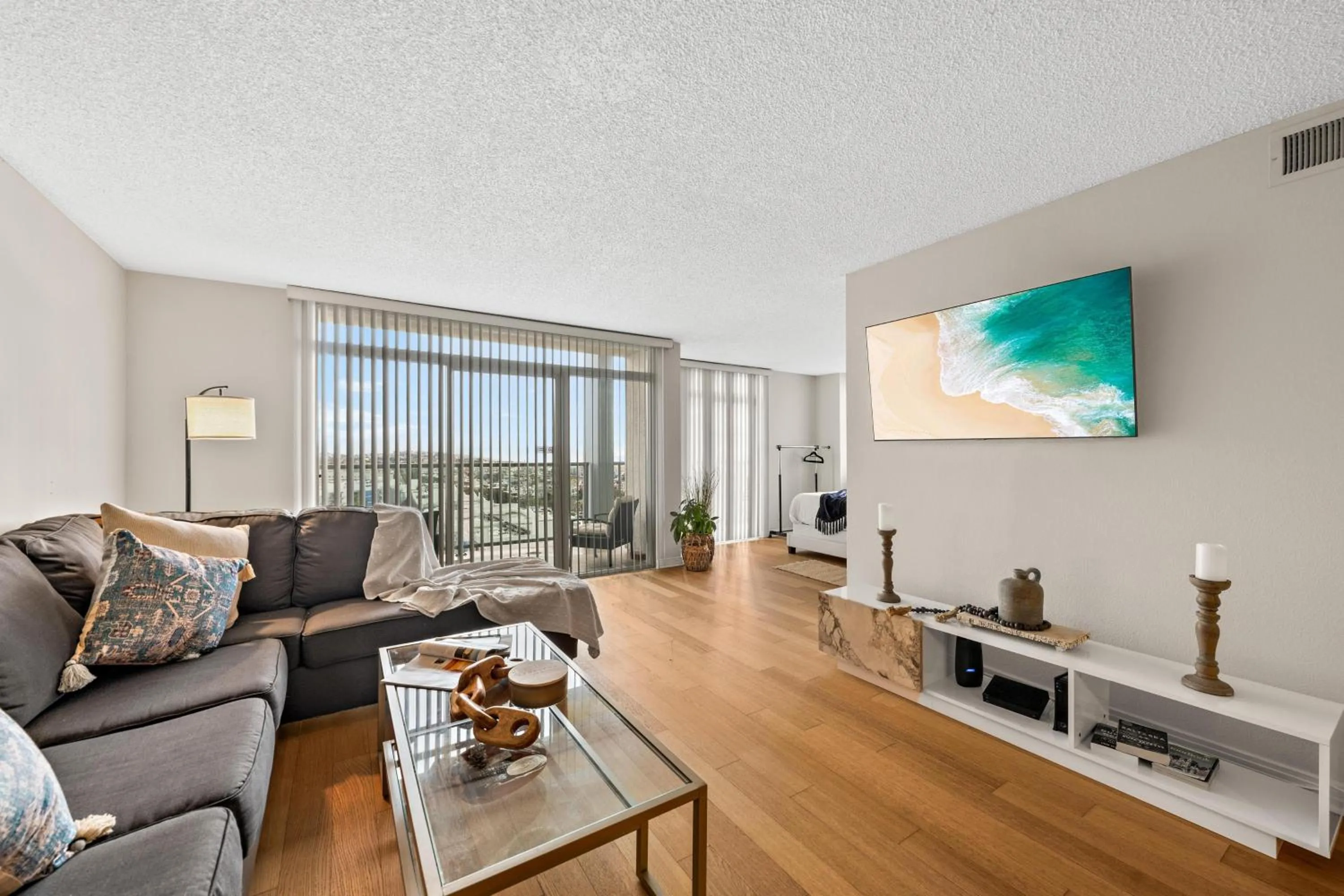 Living room in The tulip Marina Highrise with ocean view