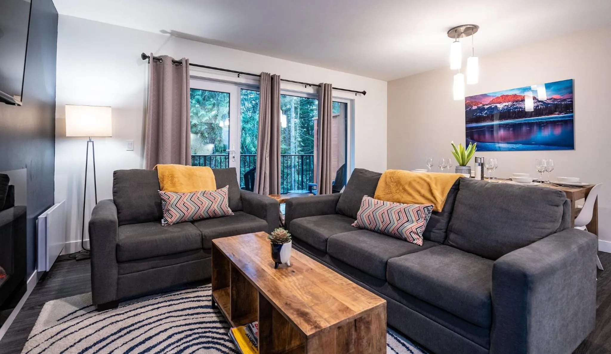 Living room in Alpine Escape by Revelstoke Vacations