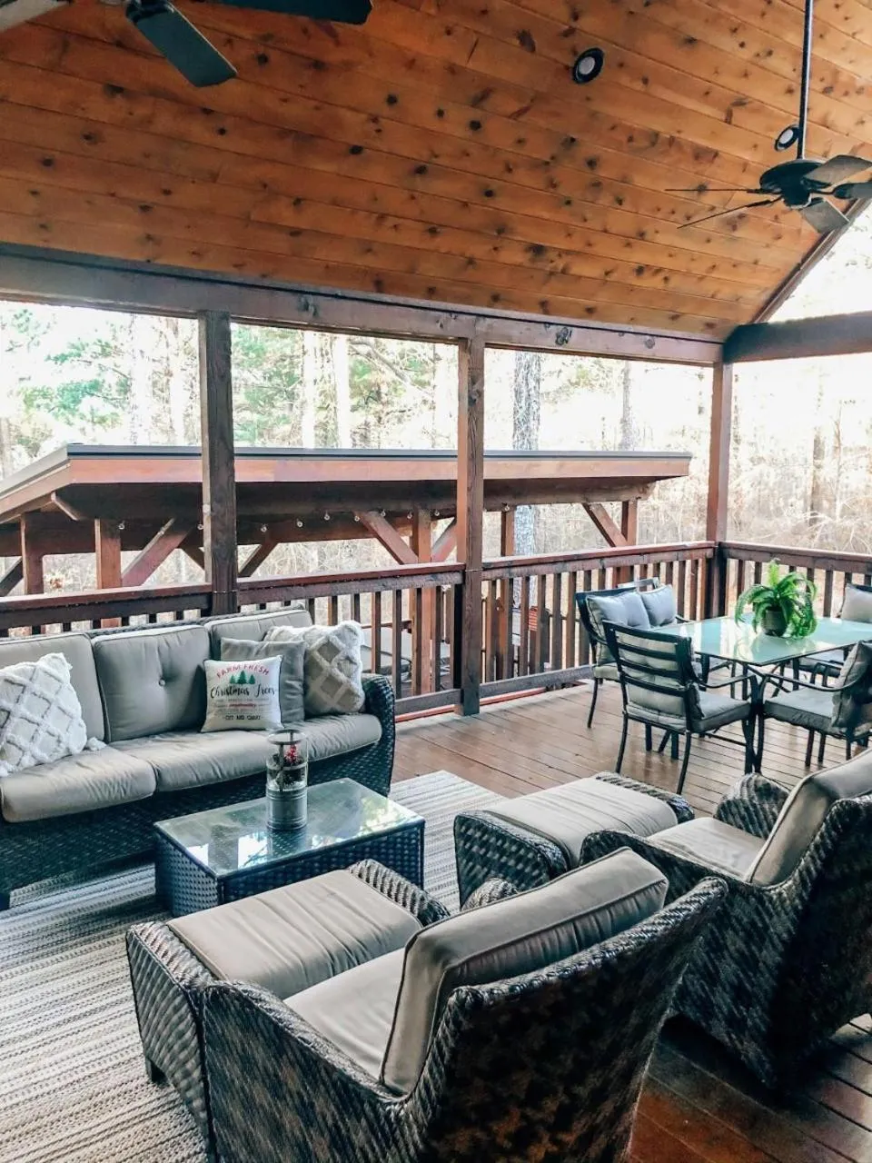 Patio in Stone Mountain Lodge 5000sqft 6 Bed Game Room Pool Table Hot Tub