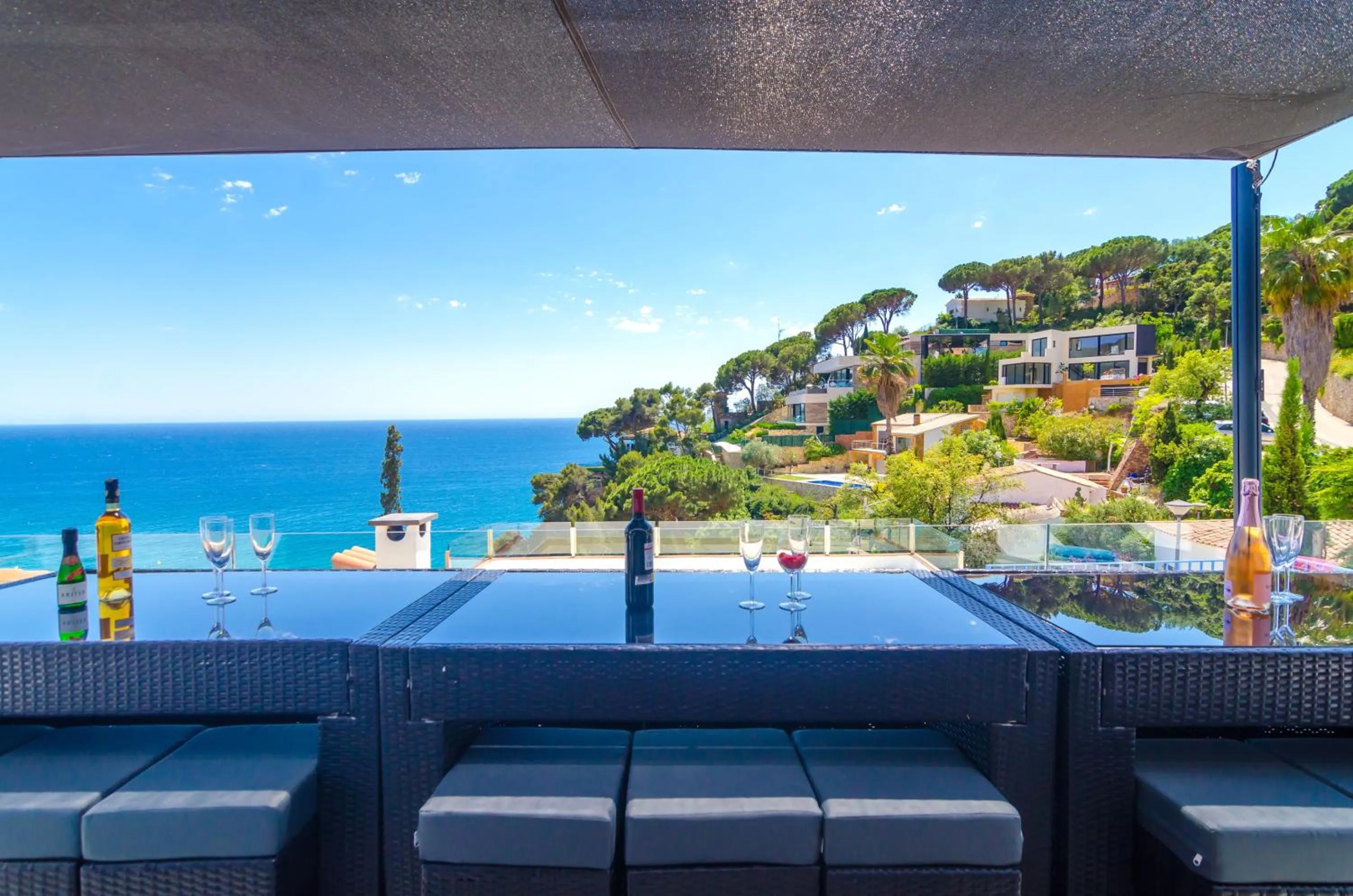 Sea view in Seaside villa in Lloret de Mar with garden and pool view