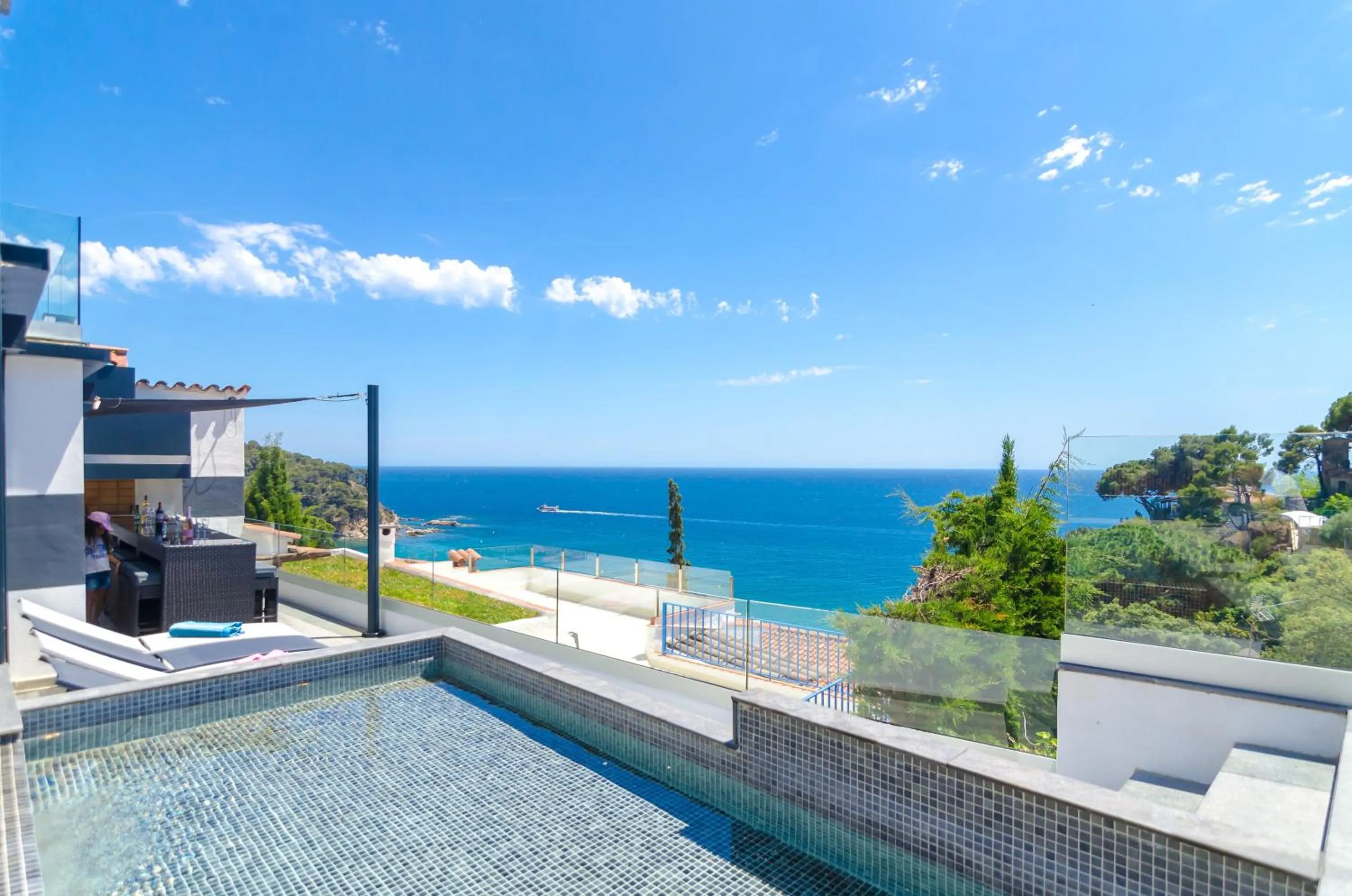 Pool view in Seaside villa in Lloret de Mar with garden and pool view