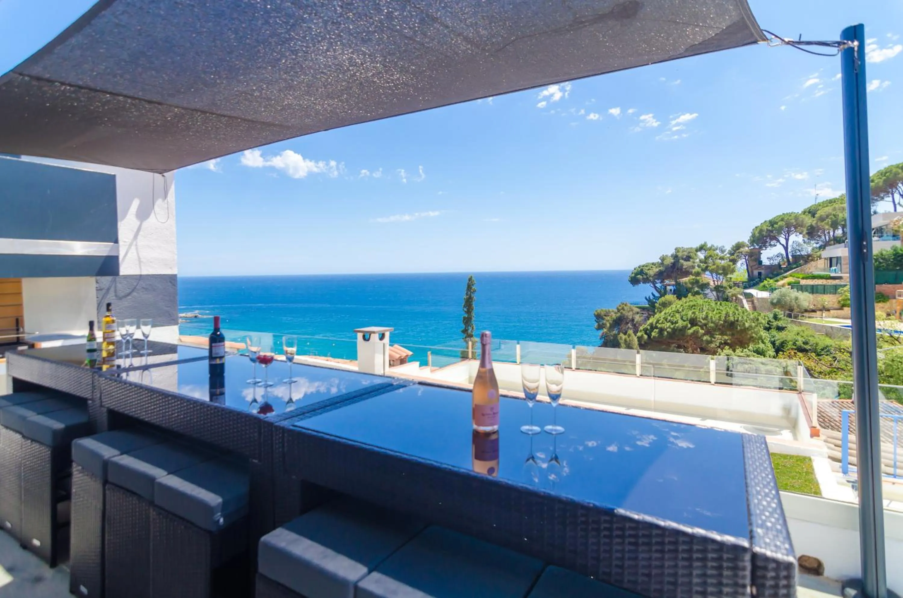 Balcony/Terrace in Seaside villa in Lloret de Mar with garden and pool view