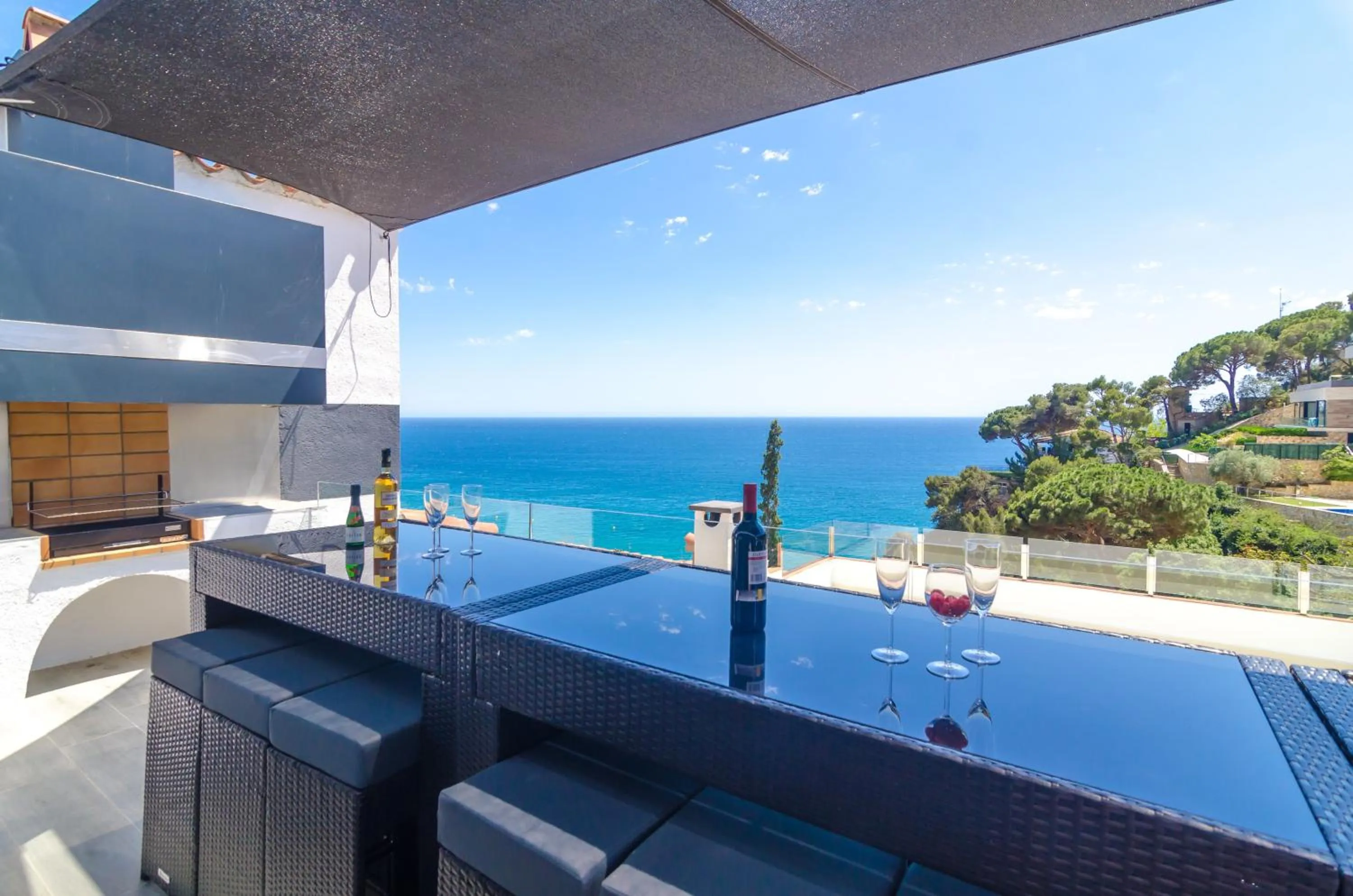 Pool view in Seaside villa in Lloret de Mar with garden and pool view