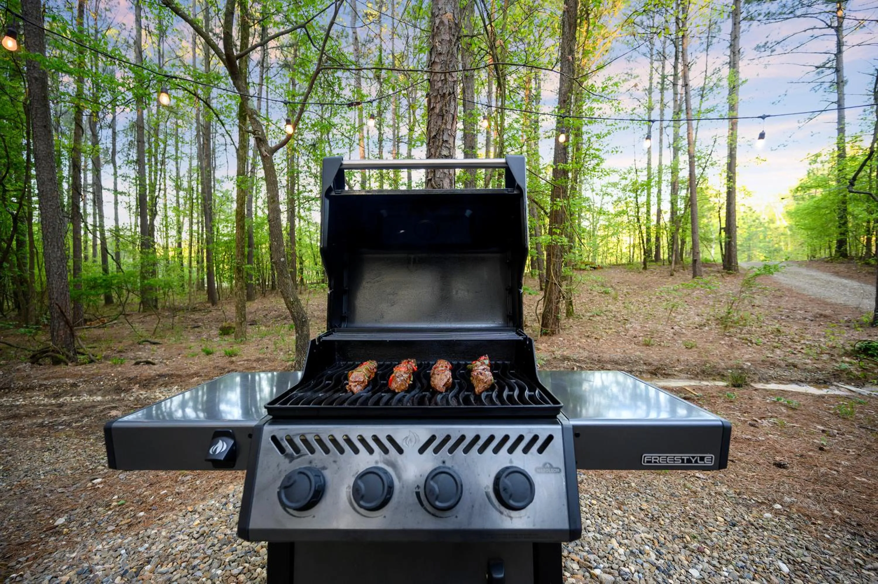 BBQ facilities in Hickory Bear - Cabin surrounded by pines, Sleeps 10, Hot Tub, Fire Pit, Arcade, Foosball Table & Deck Slide
