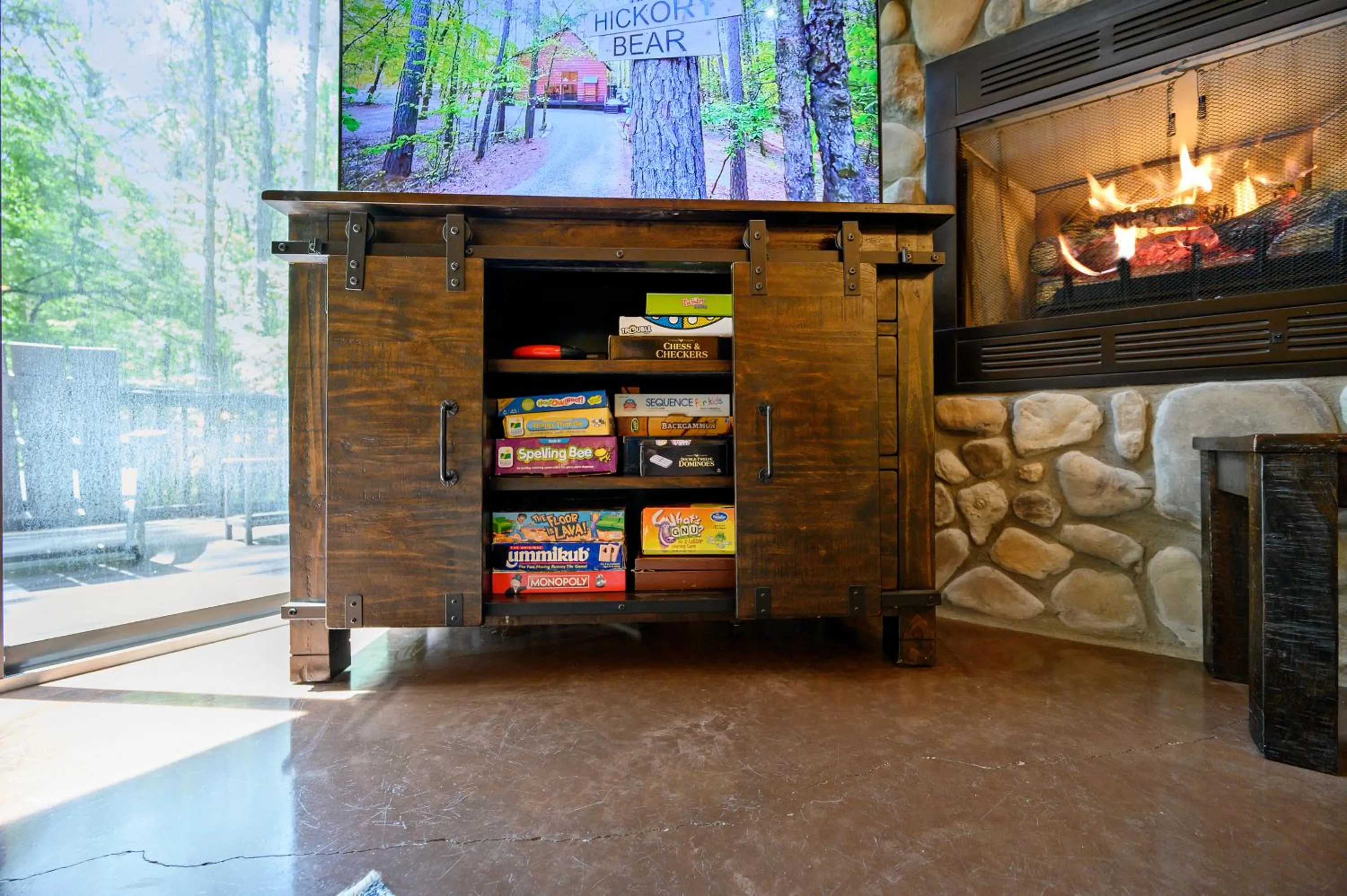 Entertainment in Hickory Bear - Cabin surrounded by pines, Sleeps 10, Hot Tub, Fire Pit, Arcade, Foosball Table & Deck Slide