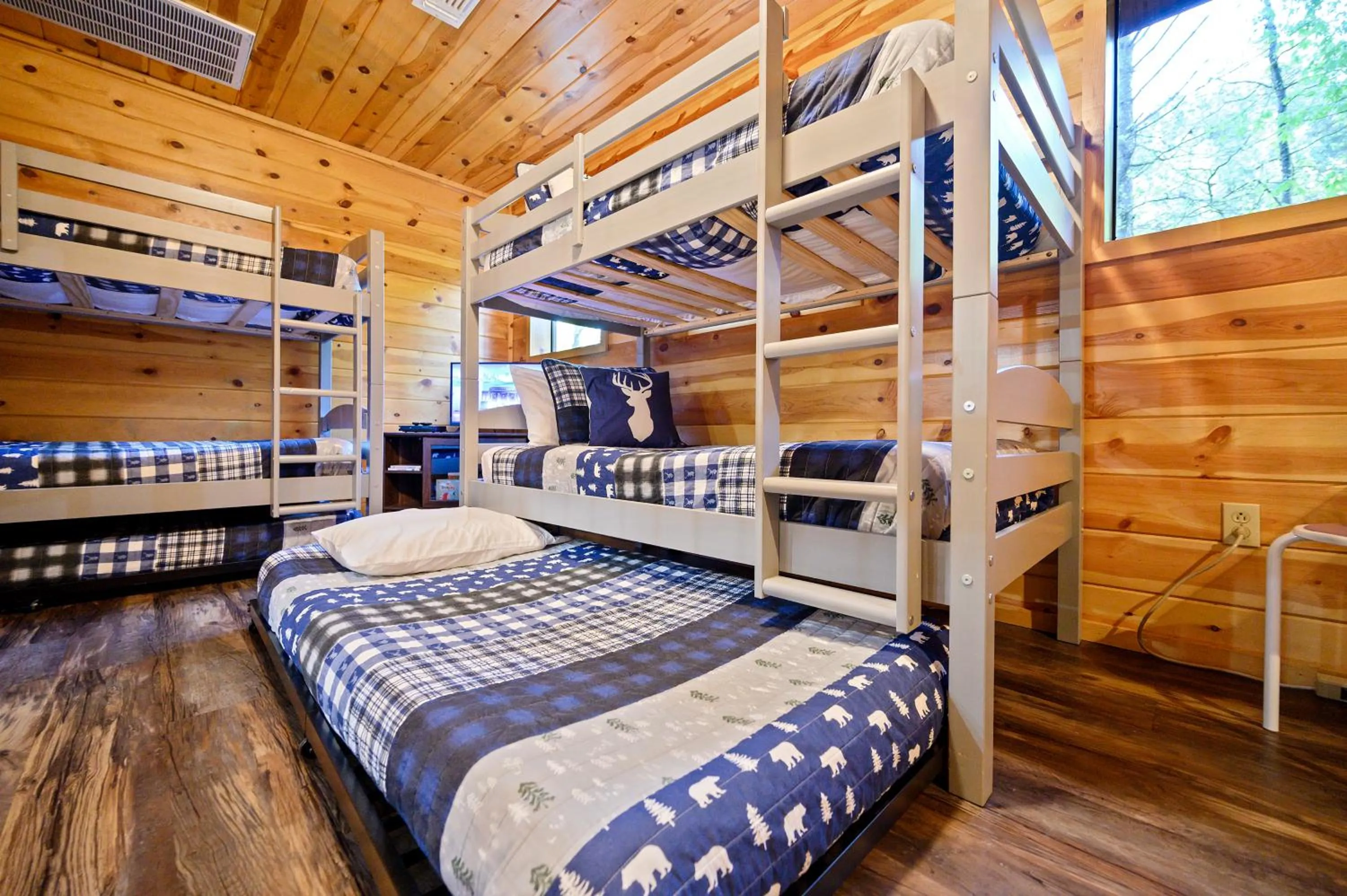 bunk bed, Bed in Hickory Bear - Cabin surrounded by pines, Sleeps 10, Hot Tub, Fire Pit, Arcade, Foosball Table & Deck Slide