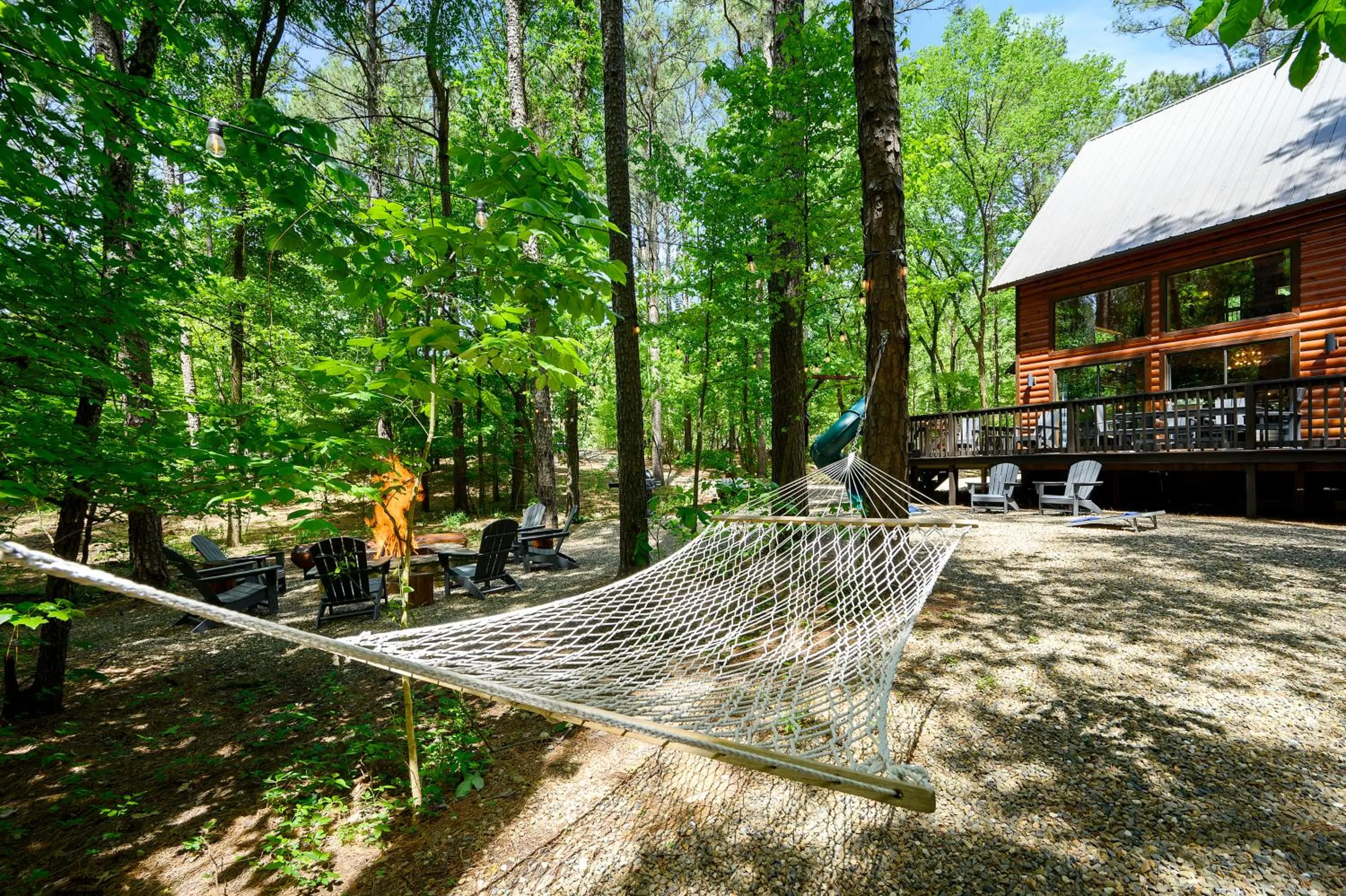 Natural landscape in Hickory Bear - Cabin surrounded by pines, Sleeps 10, Hot Tub, Fire Pit, Arcade, Foosball Table & Deck Slide