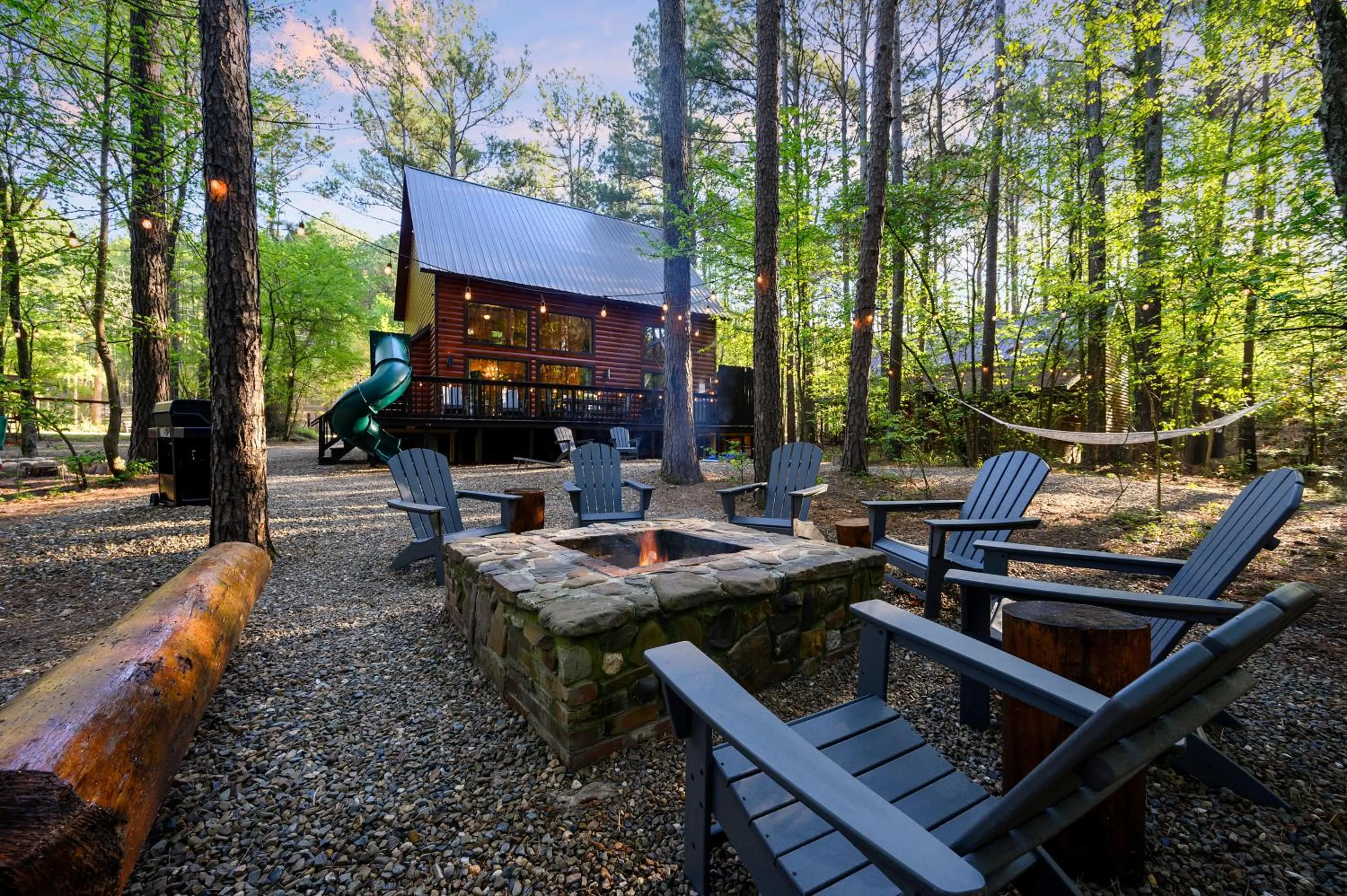 Natural landscape in Hickory Bear - Cabin surrounded by pines, Sleeps 10, Hot Tub, Fire Pit, Arcade, Foosball Table & Deck Slide
