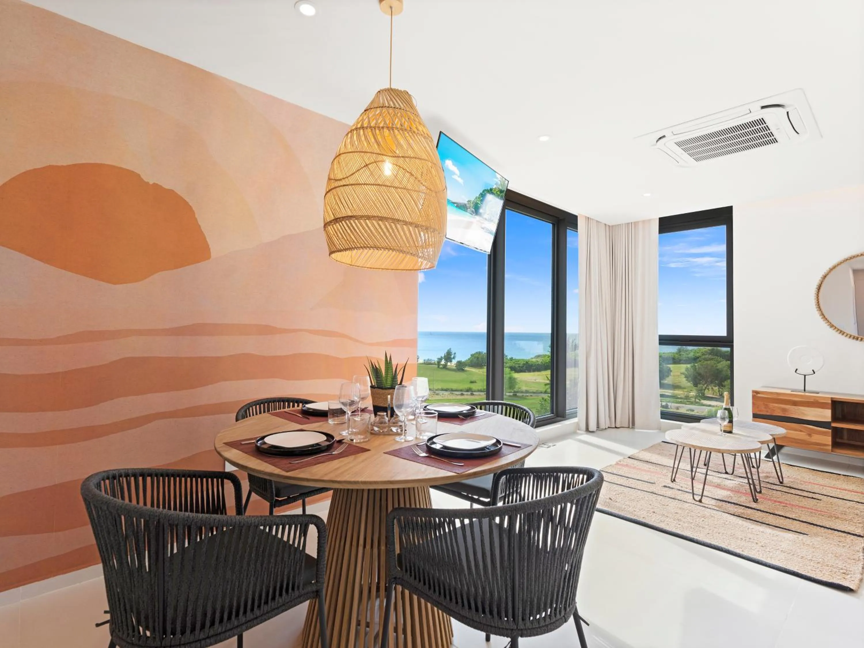 Seating area in Fourteen at Mullet Bay