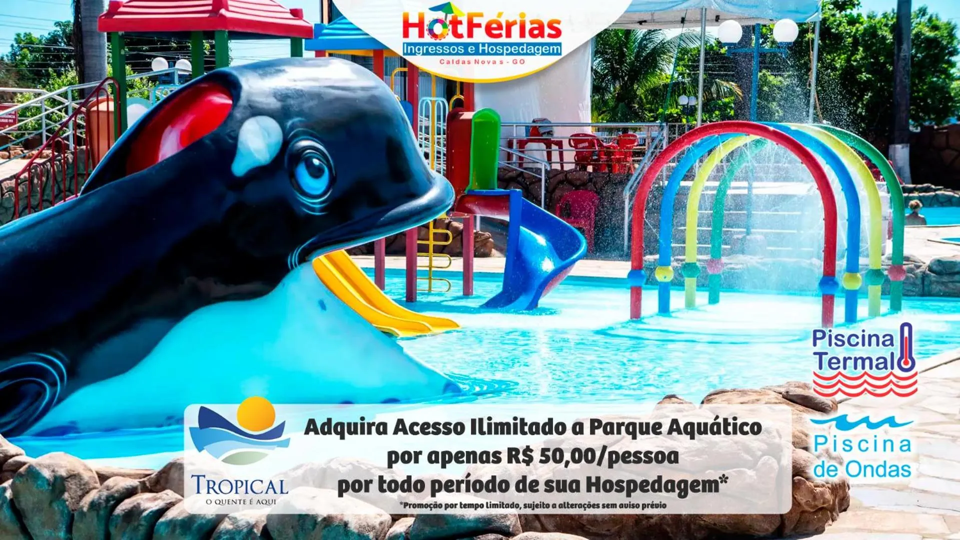 Aqua park in HotFérias - Flat no Enseada Caldas Novas, acesso ao Lago e pesca permitida, próx ao Náutico Praia Clube