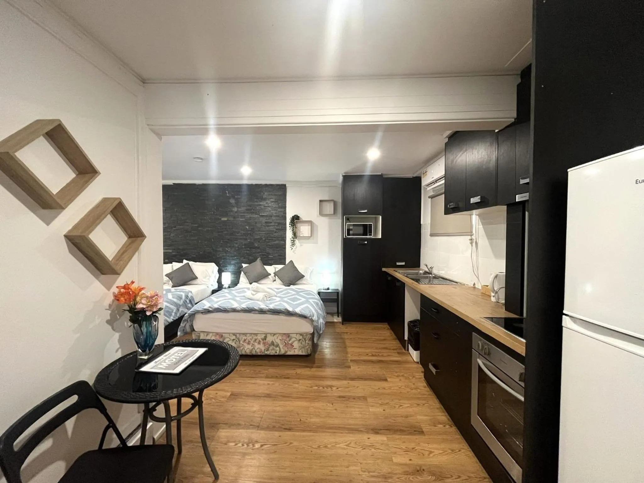 Bed in Aqua Blue Motel