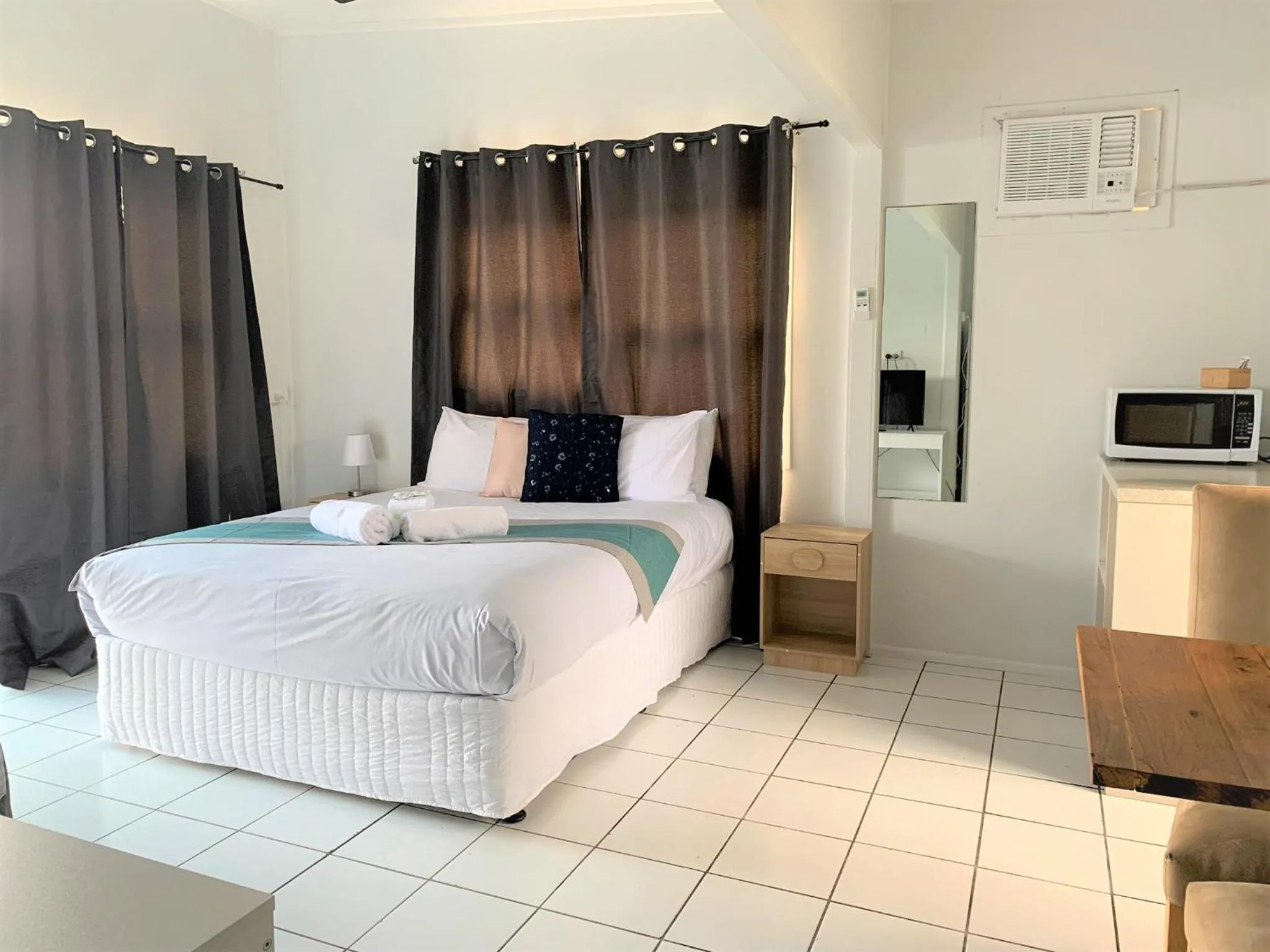 Bed in Aqua Blue Motel