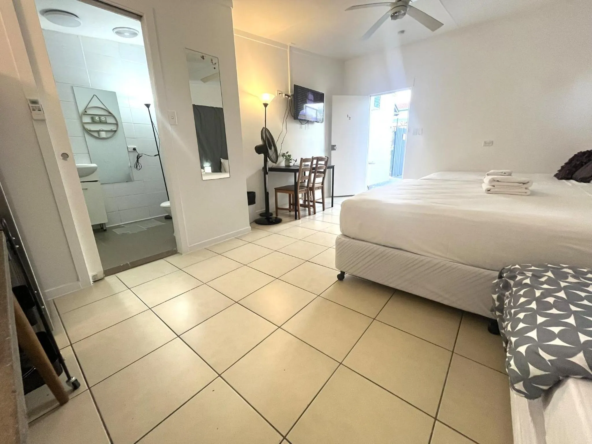 Bed in Aqua Blue Motel