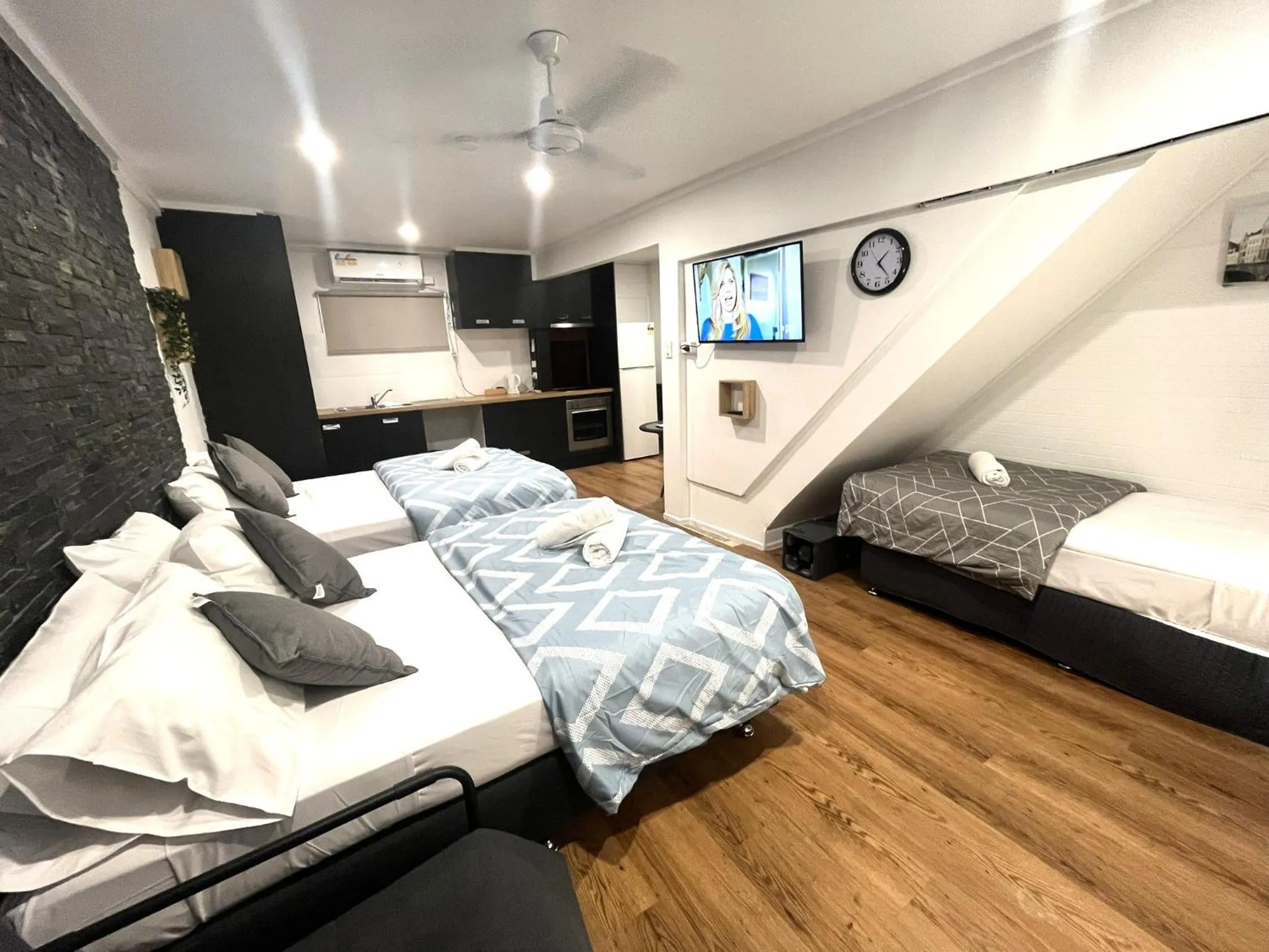 Bed in Aqua Blue Motel