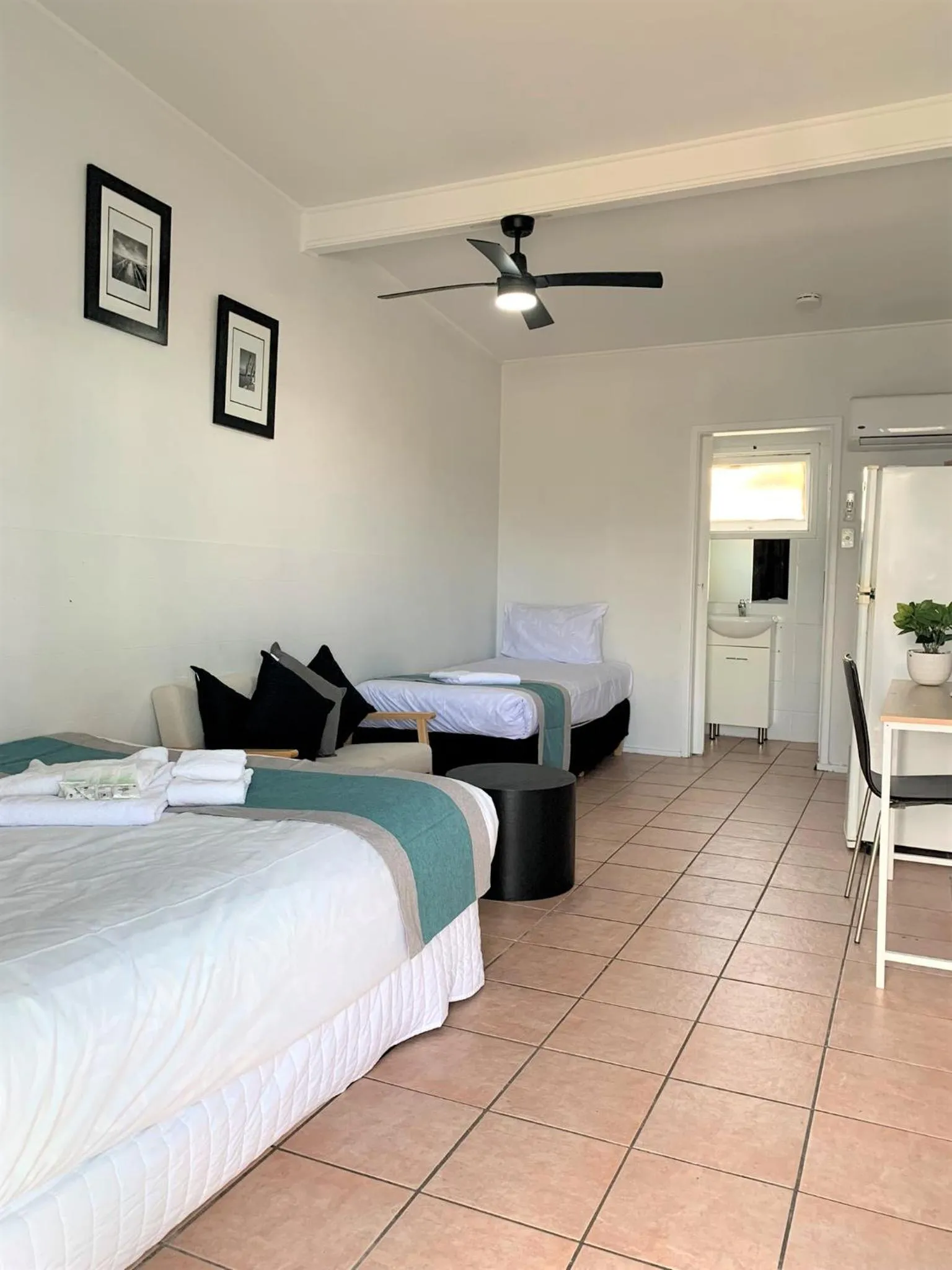 Bed in Aqua Blue Motel