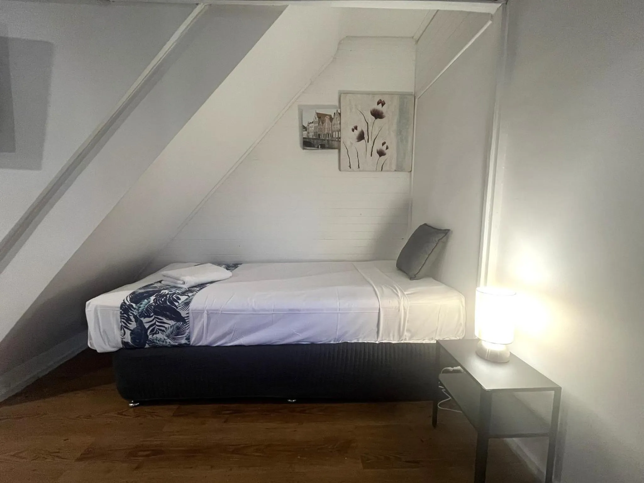 Bed in Aqua Blue Motel