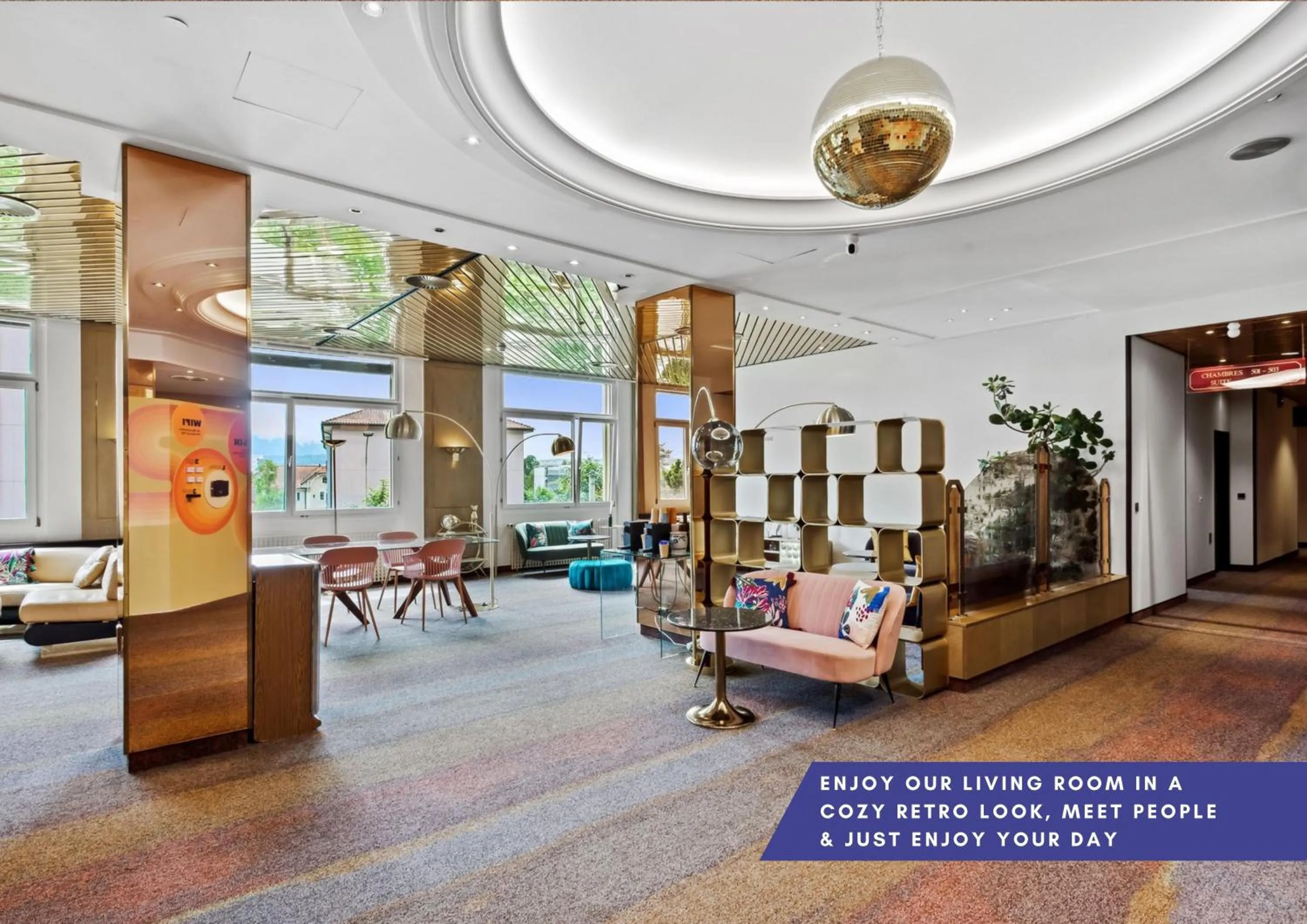 Living room in becozy Au Parc Retro Edition Self-Check-In Rooms & Studios Fribourg