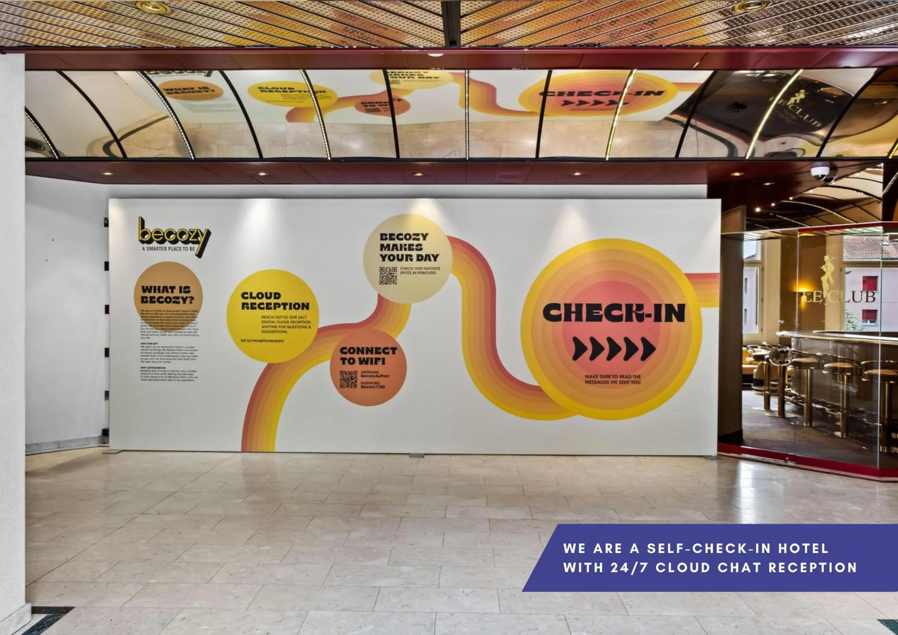 Lobby or reception in becozy Au Parc Retro Edition Self-Check-In Rooms & Studios Fribourg