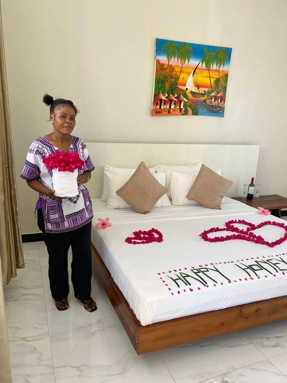 Bed in Ocean Breeze Hotel