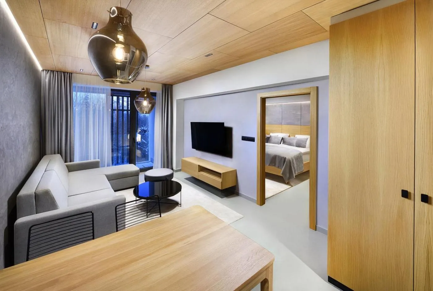 Communal lounge/ TV room, Bed in Apartmány Horec