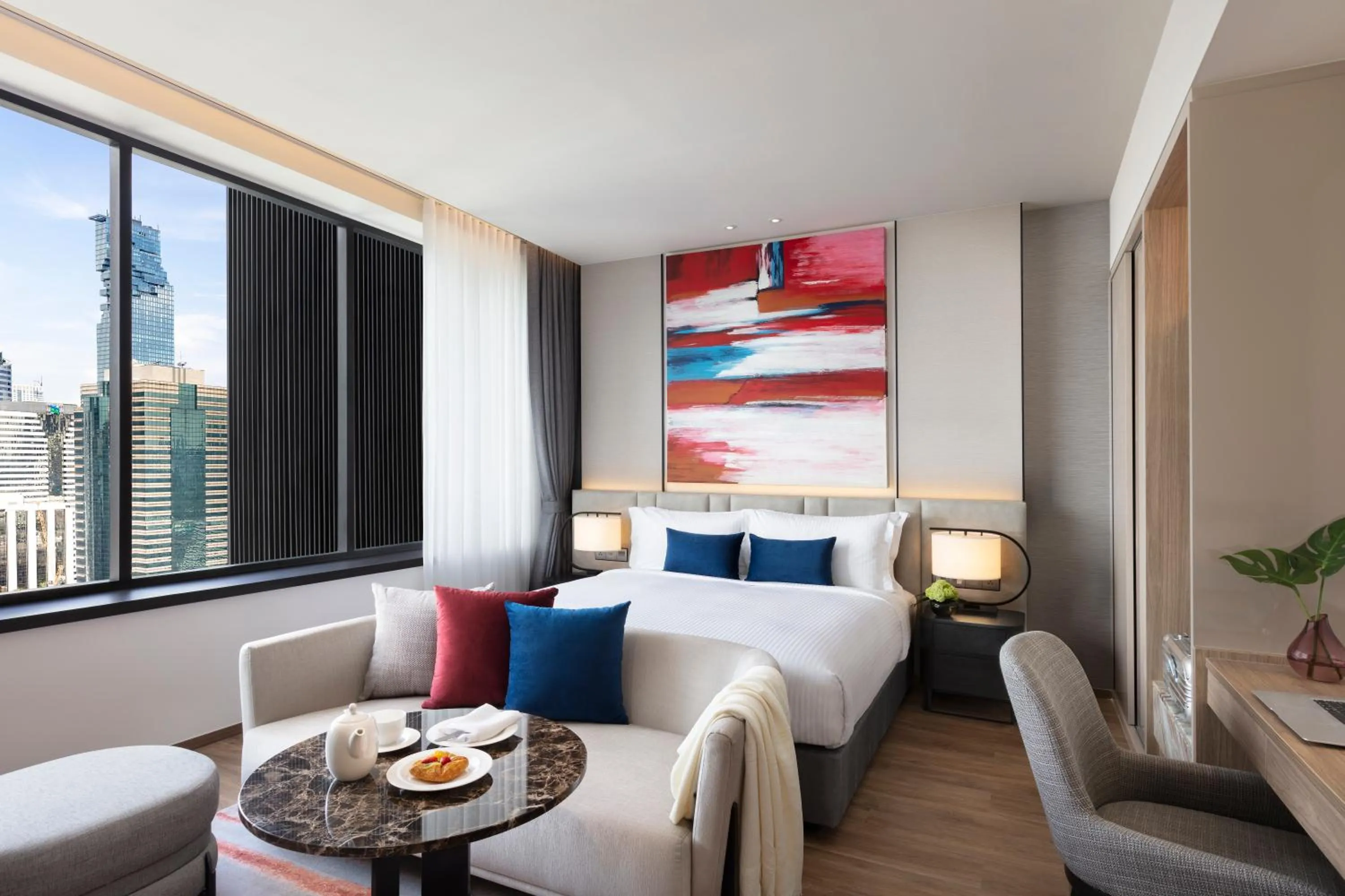 View (from property/room), Bed in Ascott Embassy Sathorn Bangkok