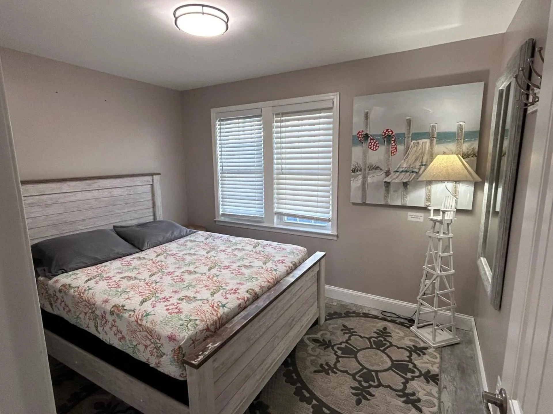 Bedroom, Bed in Beach Block Parking Modern Decor Porch