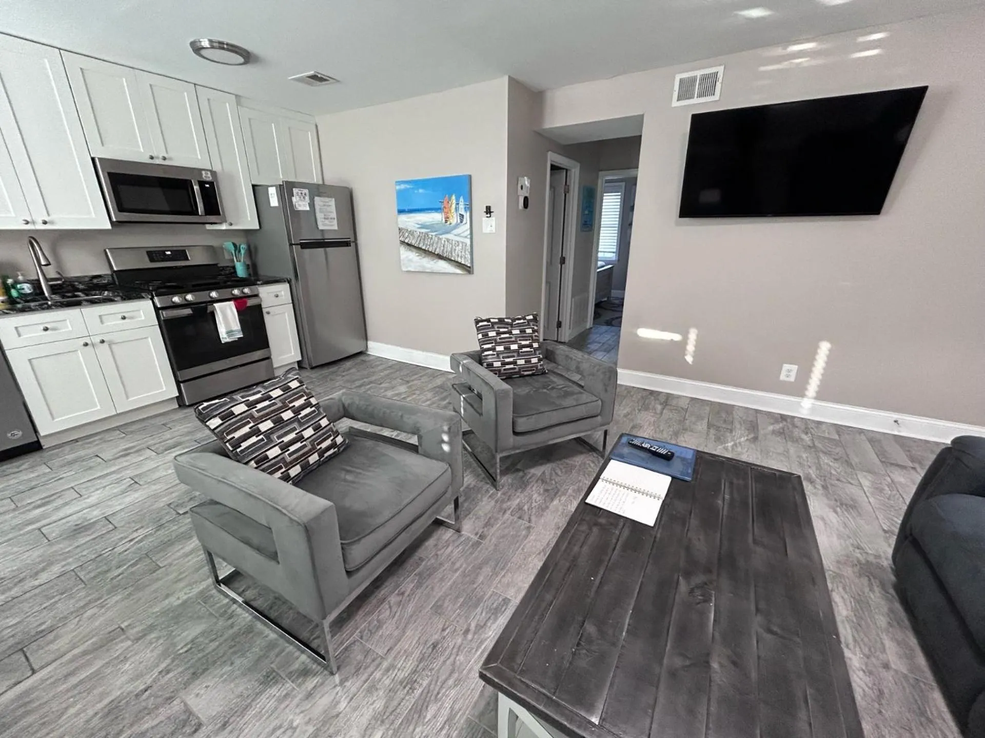 Living room in Beach Block Parking Modern Decor Porch