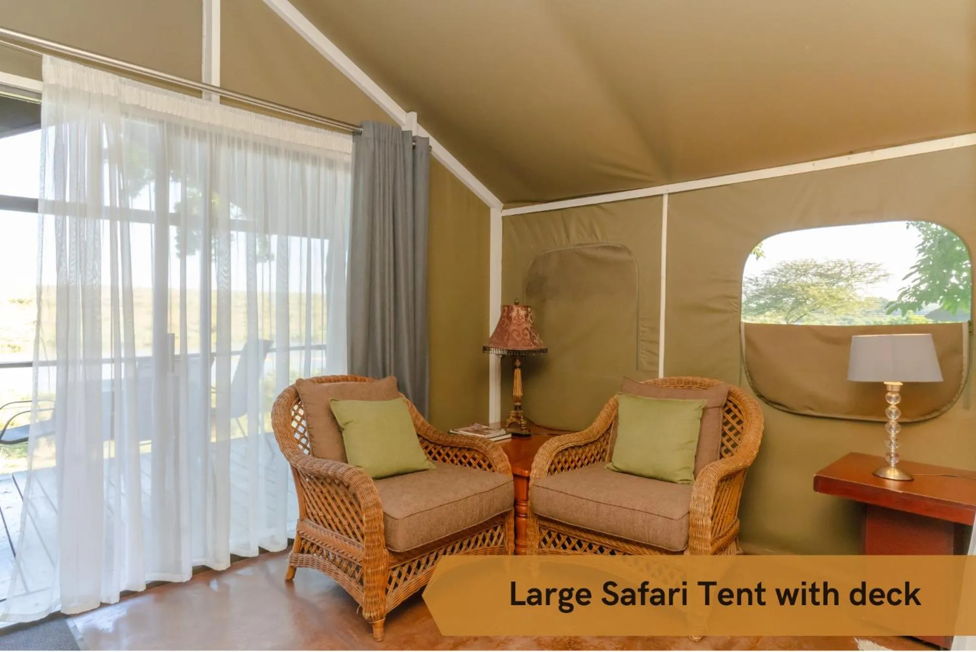 Seating area in Crocodile Bridge Safari Lodge