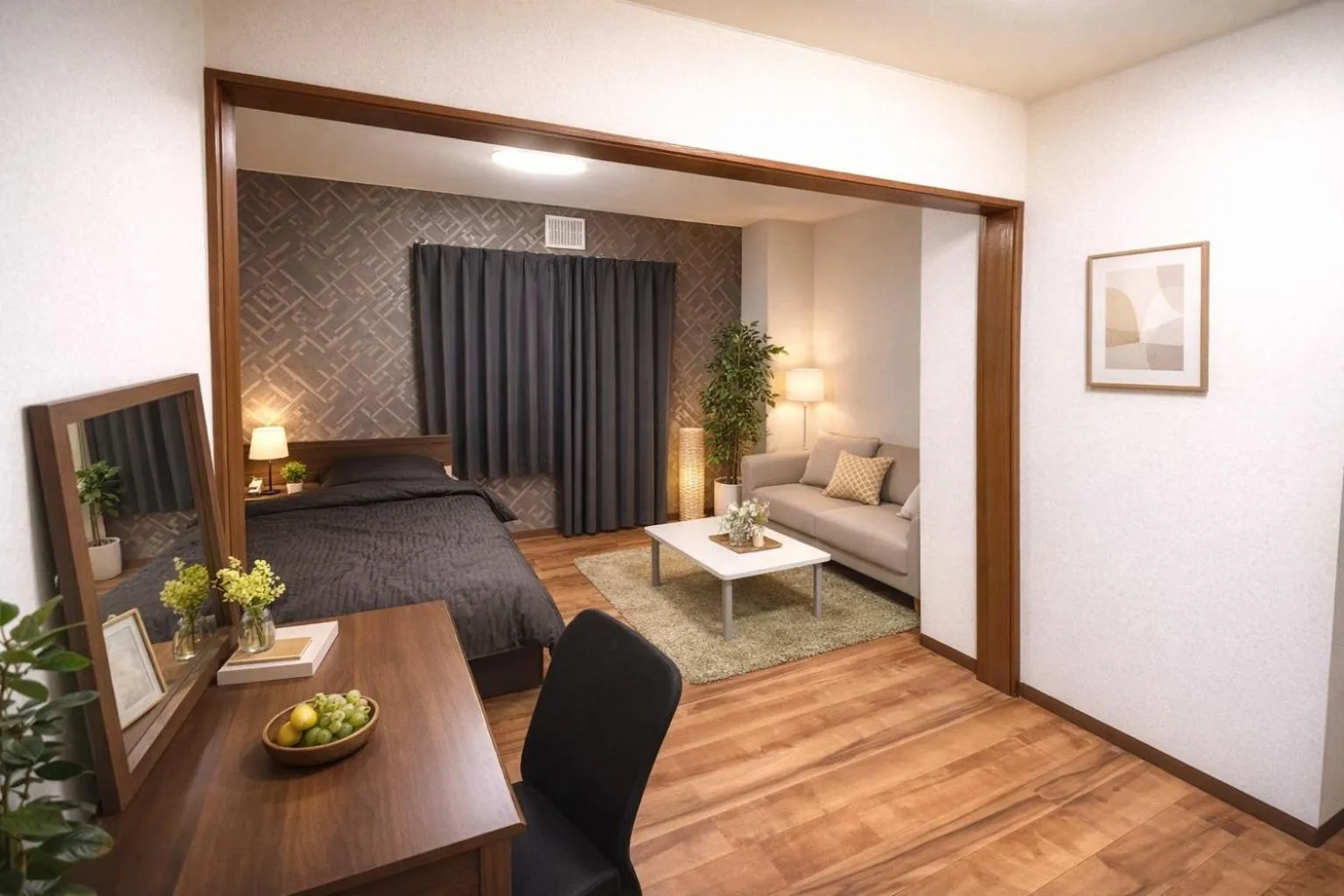 Photo of the whole room, Bed in KIYAZA River Sapporo