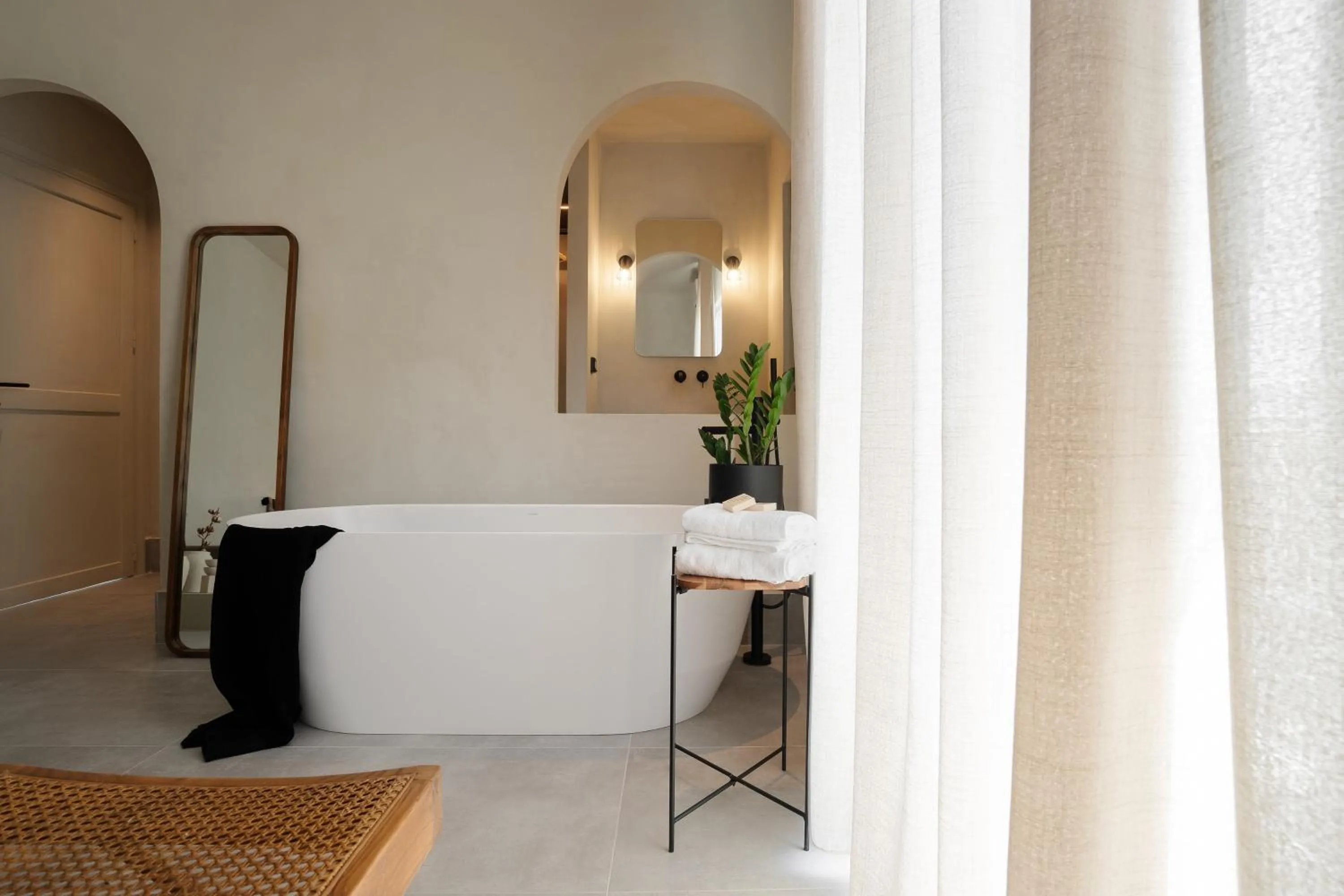 Bath, Bed in Polis of Naxos Stylish Suites